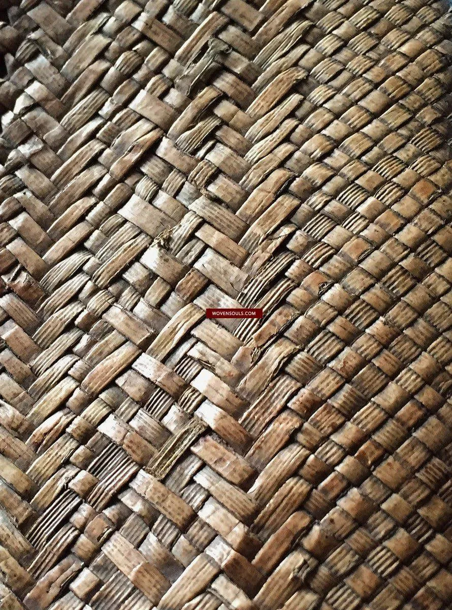 892 SOLD Antique Beaded Batak Woven Rattan Matted Bag