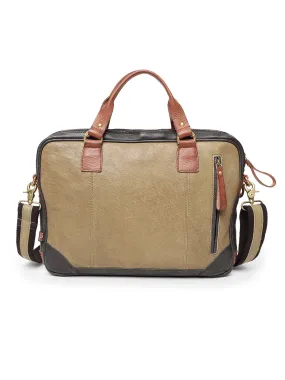 Art N Vintage Winger : Real Leather Olive With Black Color Laptop Bag