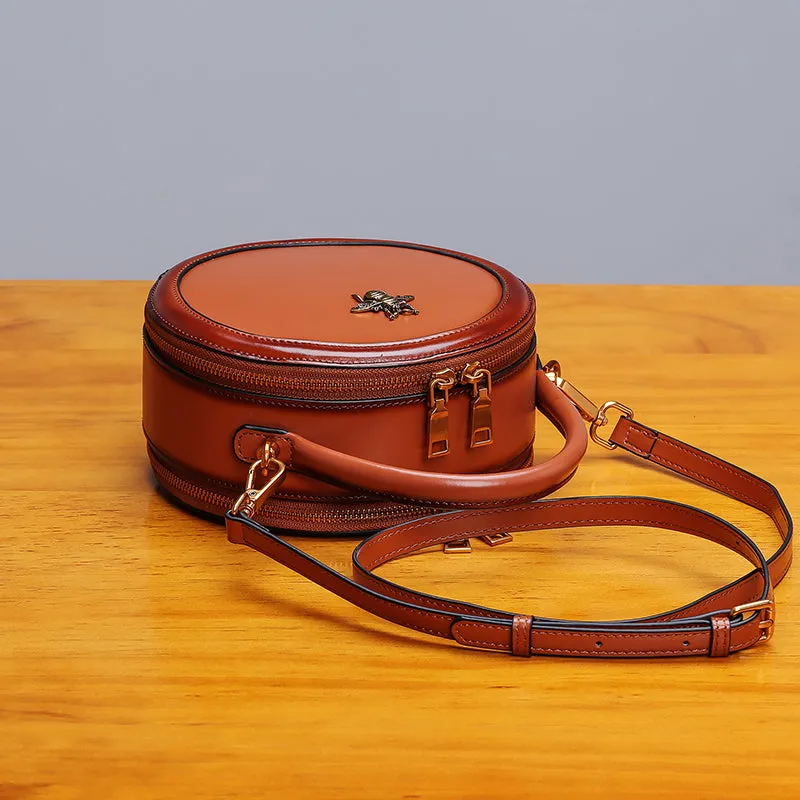 Bee Leather Circle Bag Crossbody Bags Shoulder Bag Purses for Women