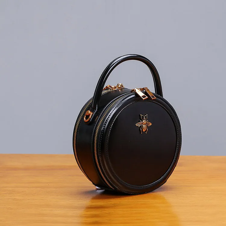 Bee Leather Circle Bag Crossbody Bags Shoulder Bag Purses for Women