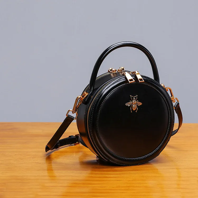 Bee Leather Circle Bag Crossbody Bags Shoulder Bag Purses for Women