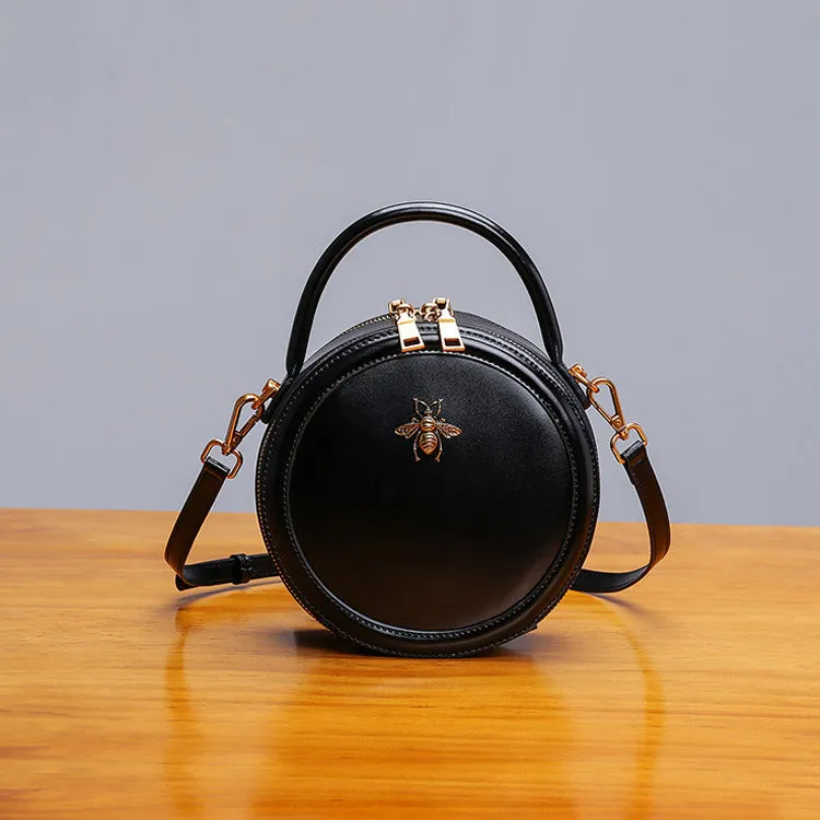 Bee Leather Circle Bag Crossbody Bags Shoulder Bag Purses for Women