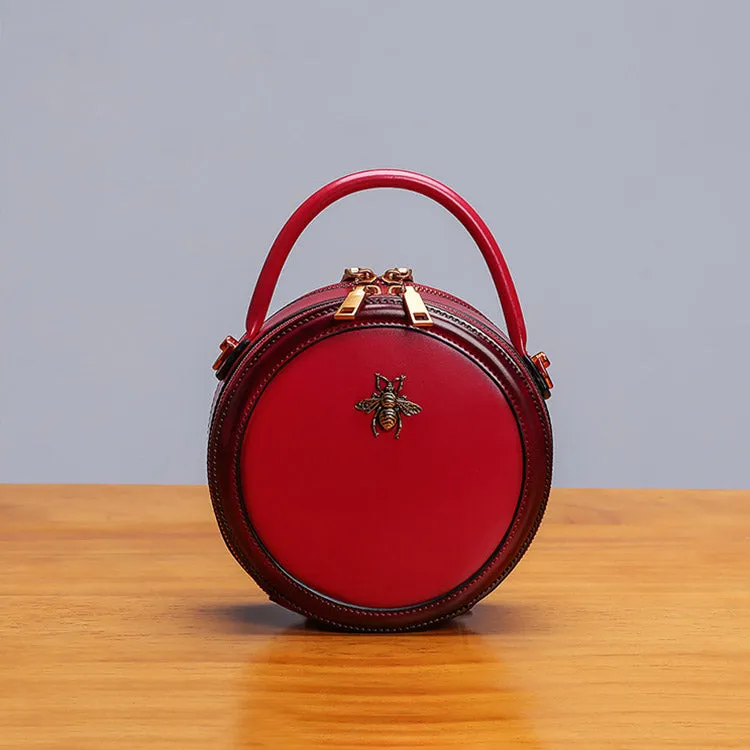 Bee Leather Circle Bag Crossbody Bags Shoulder Bag Purses for Women