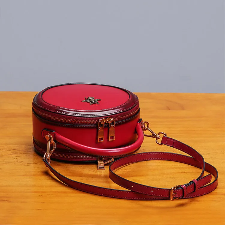 Bee Leather Circle Bag Crossbody Bags Shoulder Bag Purses for Women