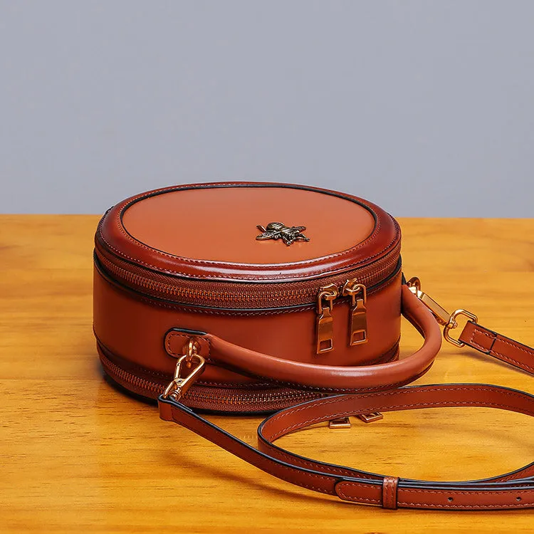 Bee Leather Circle Bag Crossbody Bags Shoulder Bag Purses for Women