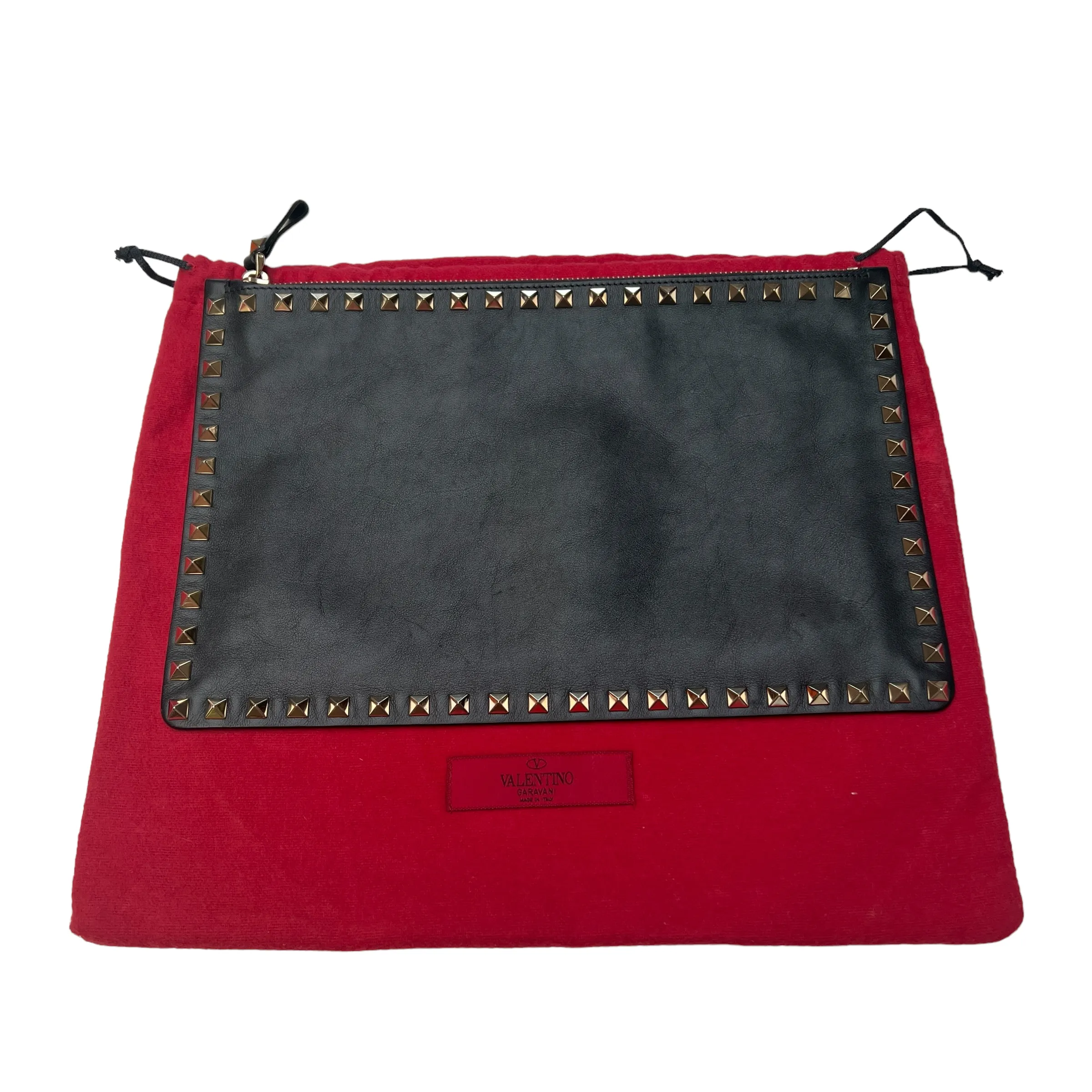 Black Leather Studded Clutch