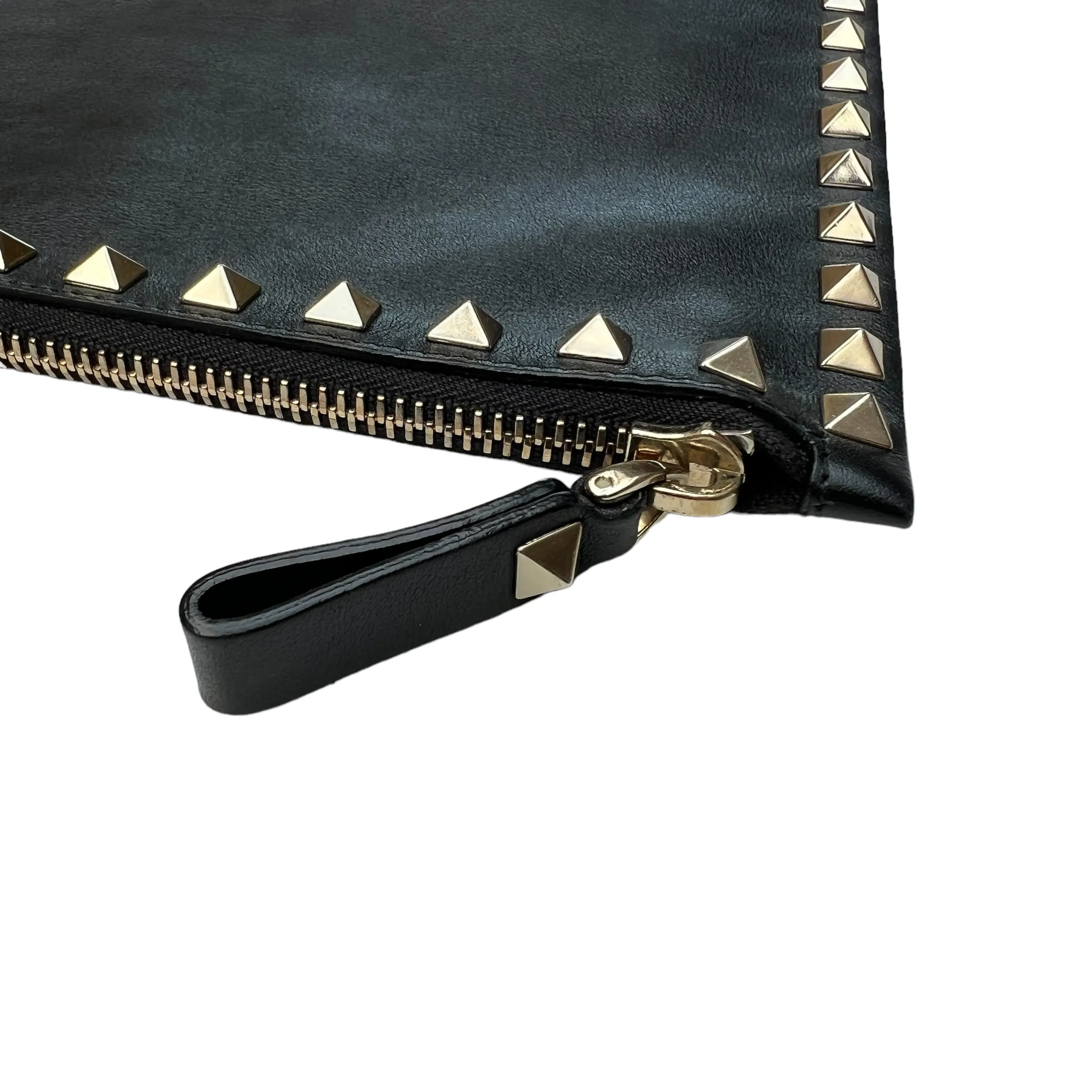 Black Leather Studded Clutch