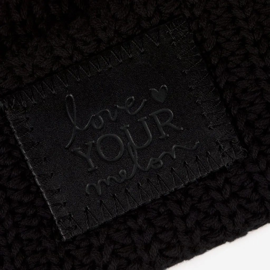 Black Monochrome Pom Beanie