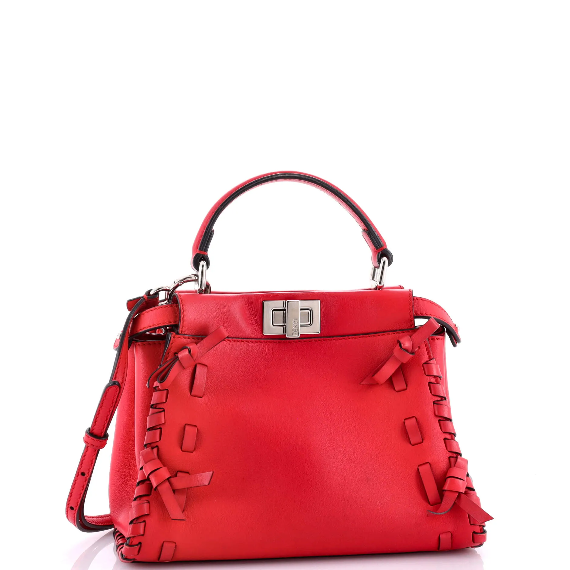 Bow Peekaboo Bag Whipstitch Leather Mini