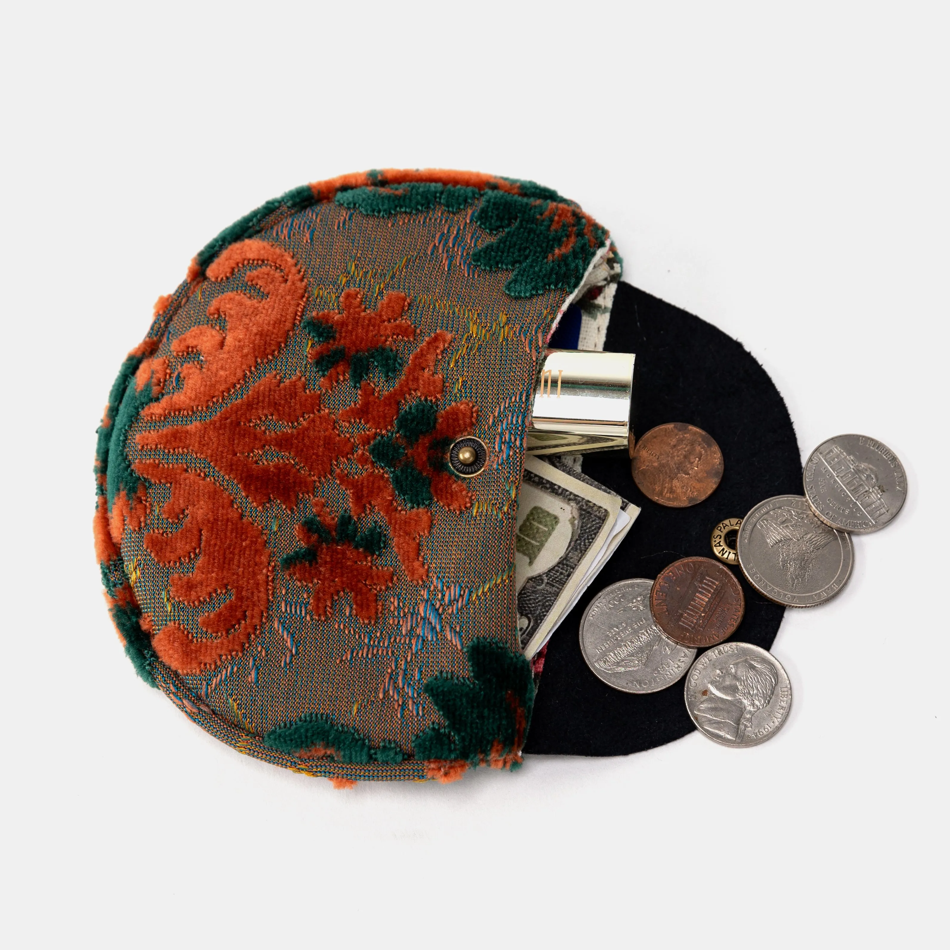 Burnout Velvet Revival Jade Flap Coin Purse