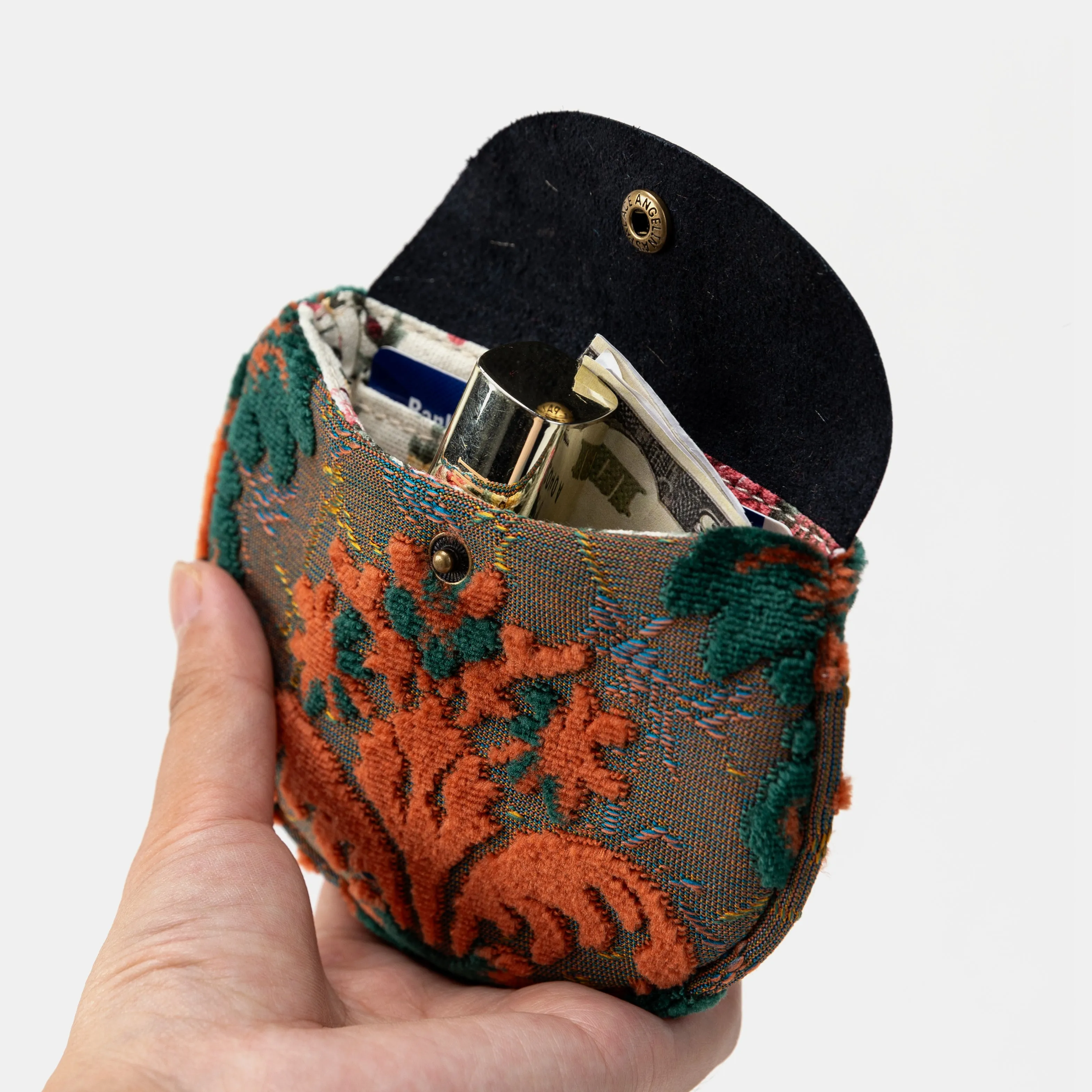Burnout Velvet Revival Jade Flap Coin Purse