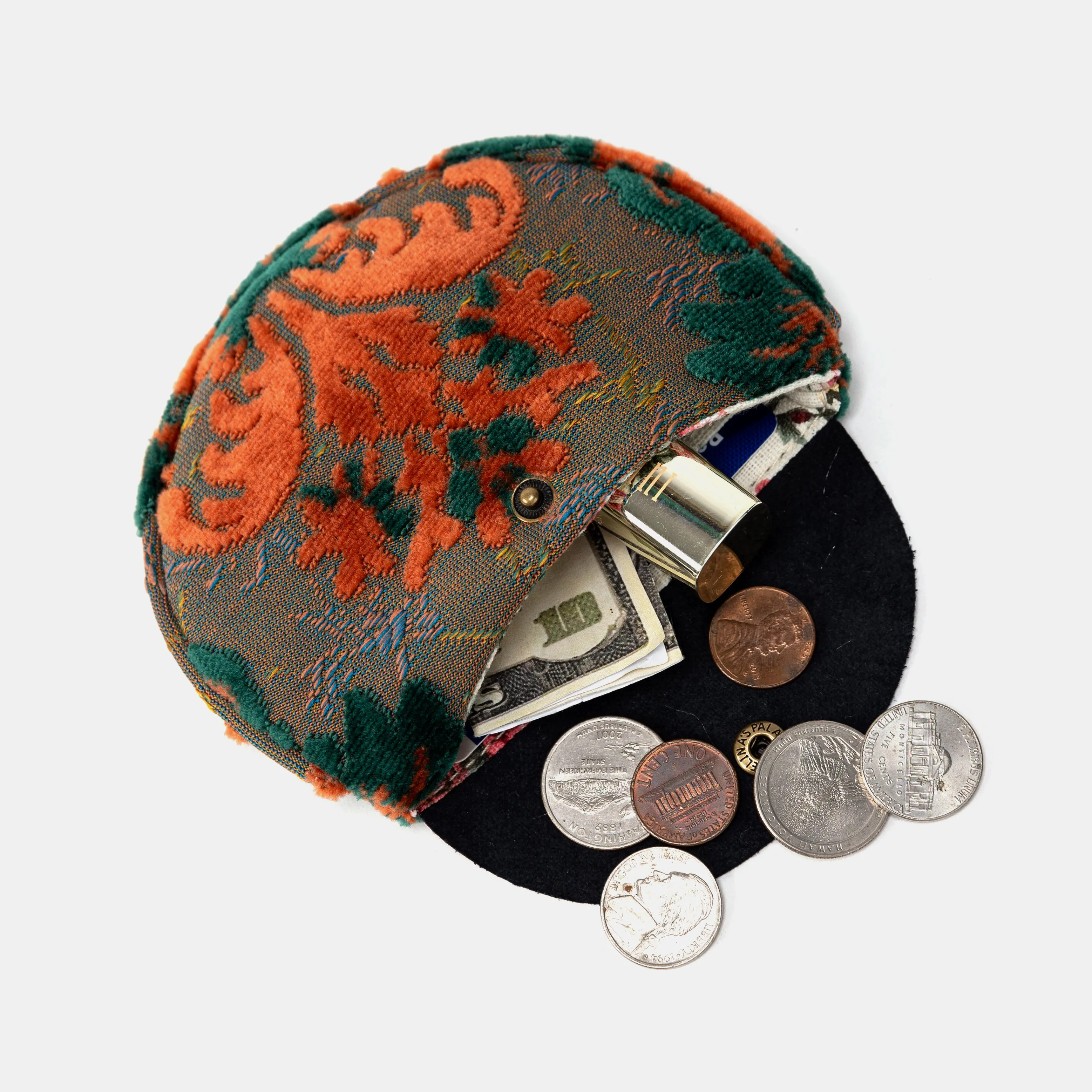 Burnout Velvet Revival Jade Flap Coin Purse
