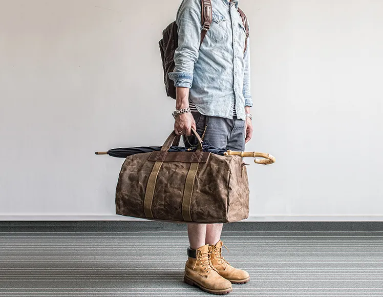 Canvas Mens Cool Weekender Bag Travel Bag Duffle Bags Overnight Bag Holdall Bag for men