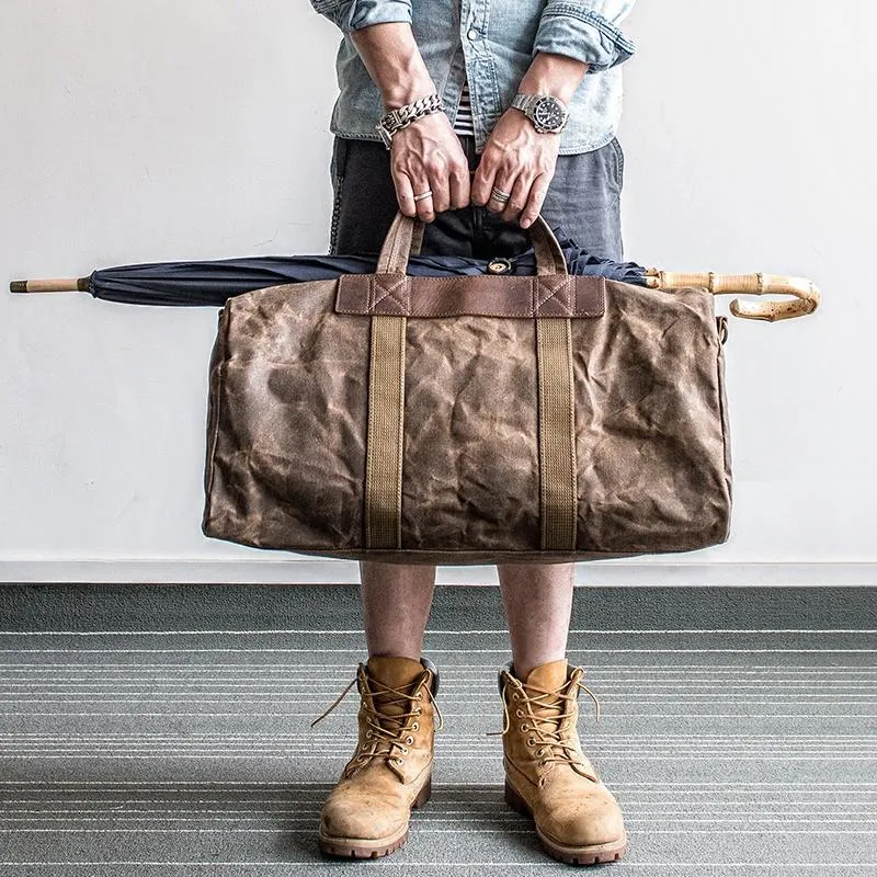 Canvas Mens Cool Weekender Bag Travel Bag Duffle Bags Overnight Bag Holdall Bag for men