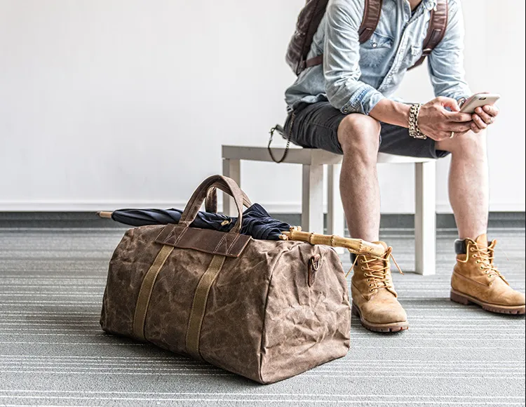 Canvas Mens Cool Weekender Bag Travel Bag Duffle Bags Overnight Bag Holdall Bag for men