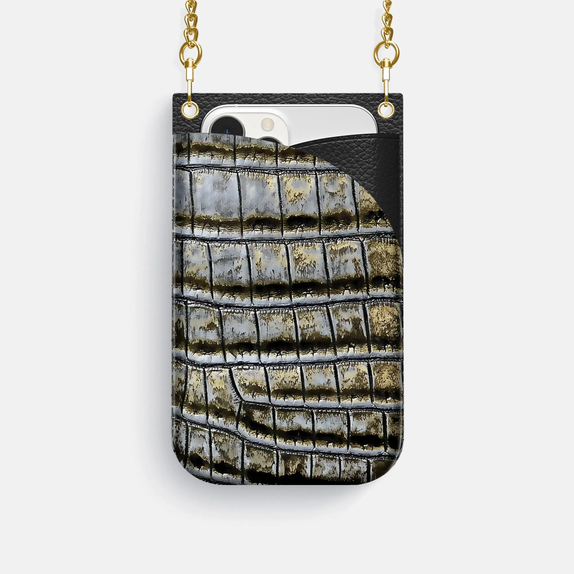 Crossbody Bag For iPhone 16 Pro In Himalayan Crocodile