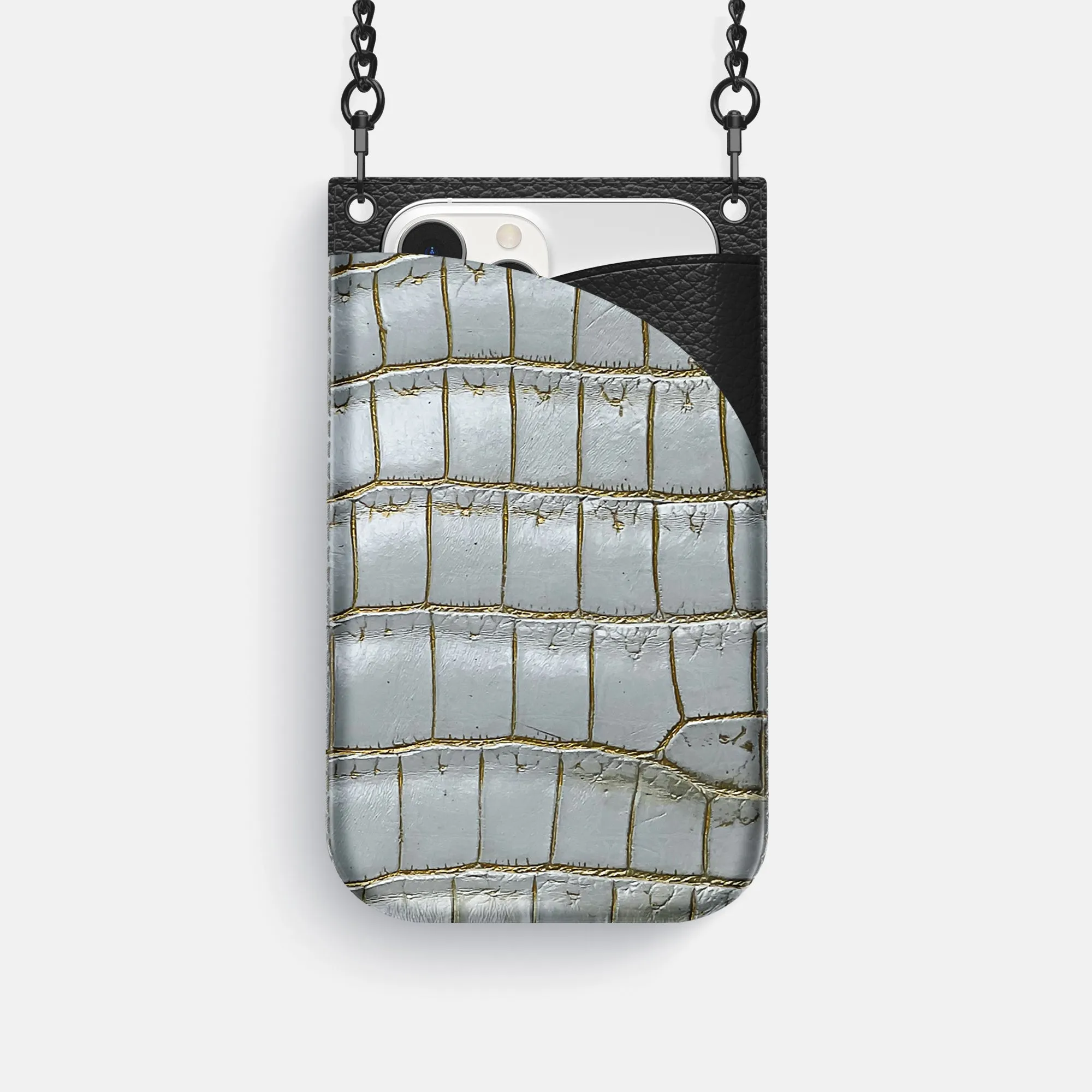 Crossbody Bag For iPhone 16 Pro In Himalayan Crocodile