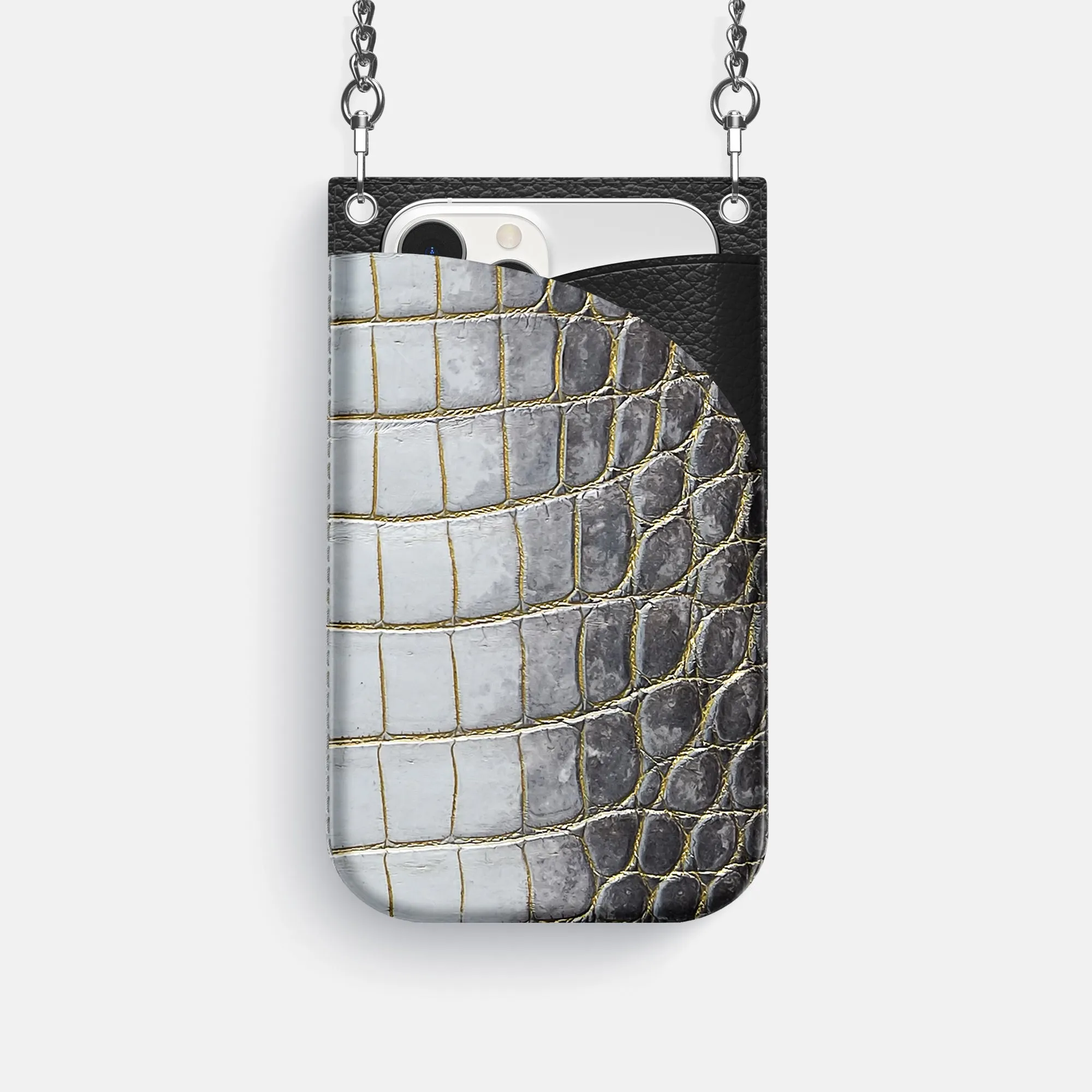 Crossbody Bag For iPhone 16 Pro In Himalayan Crocodile