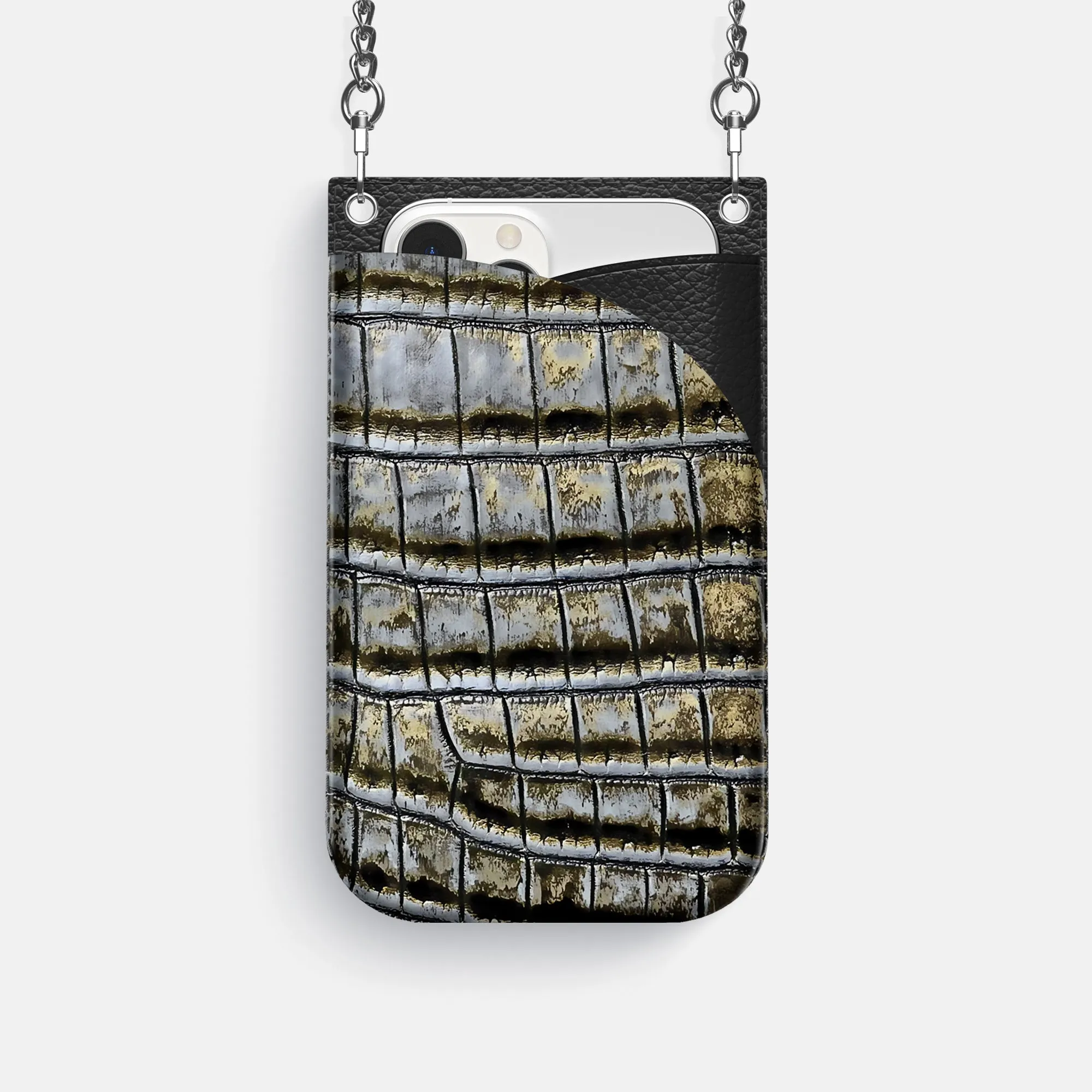 Crossbody Bag For iPhone 16 Pro In Himalayan Crocodile