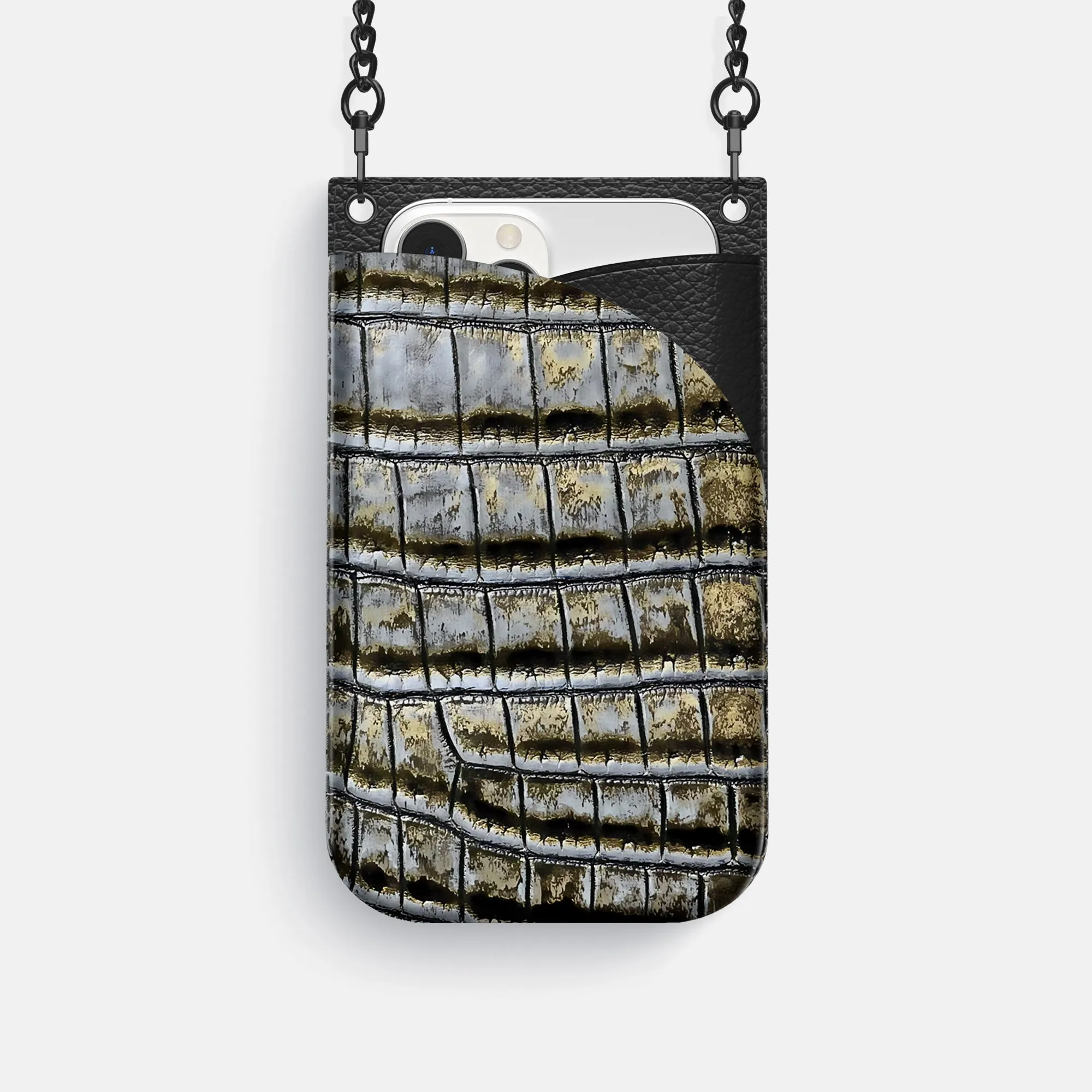 Crossbody Bag For iPhone 16 Pro In Himalayan Crocodile