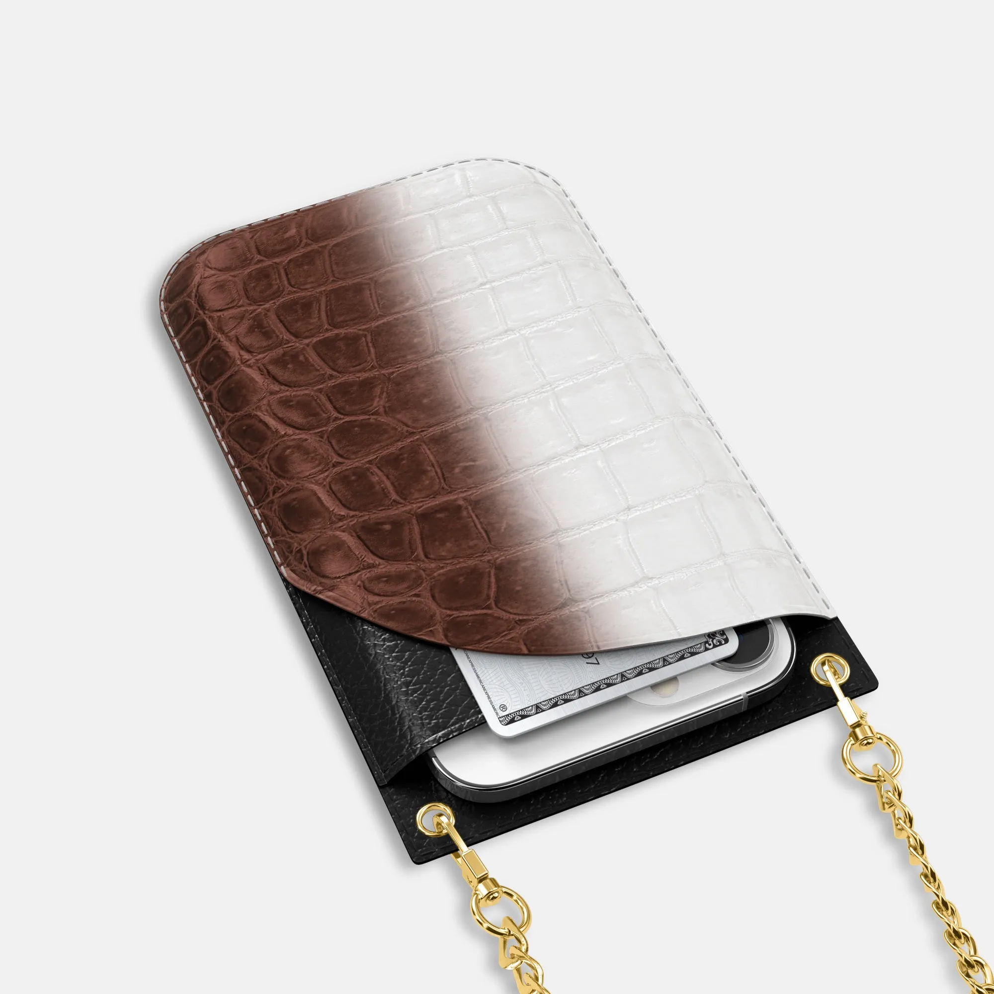 Crossbody Bag For iPhone 16 Pro In Himalayan Crocodile