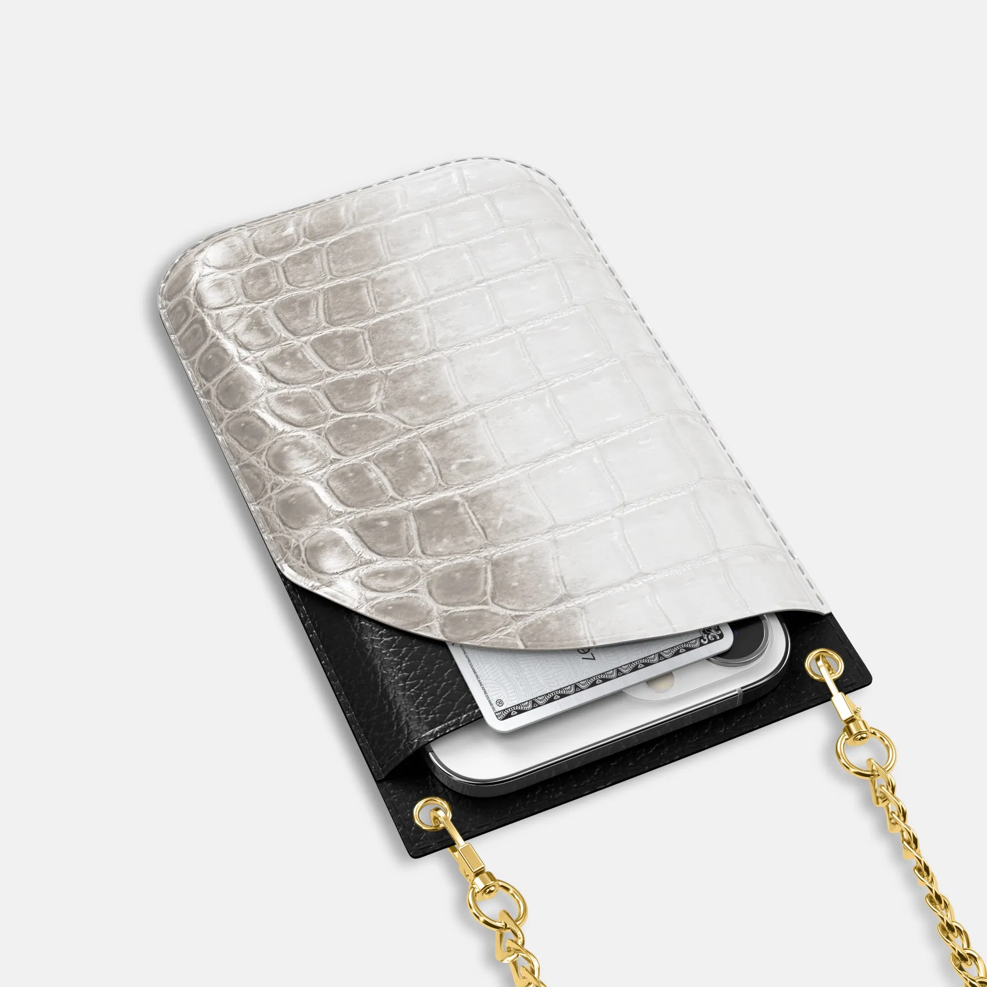 Crossbody Bag For iPhone 16 Pro In Himalayan Crocodile