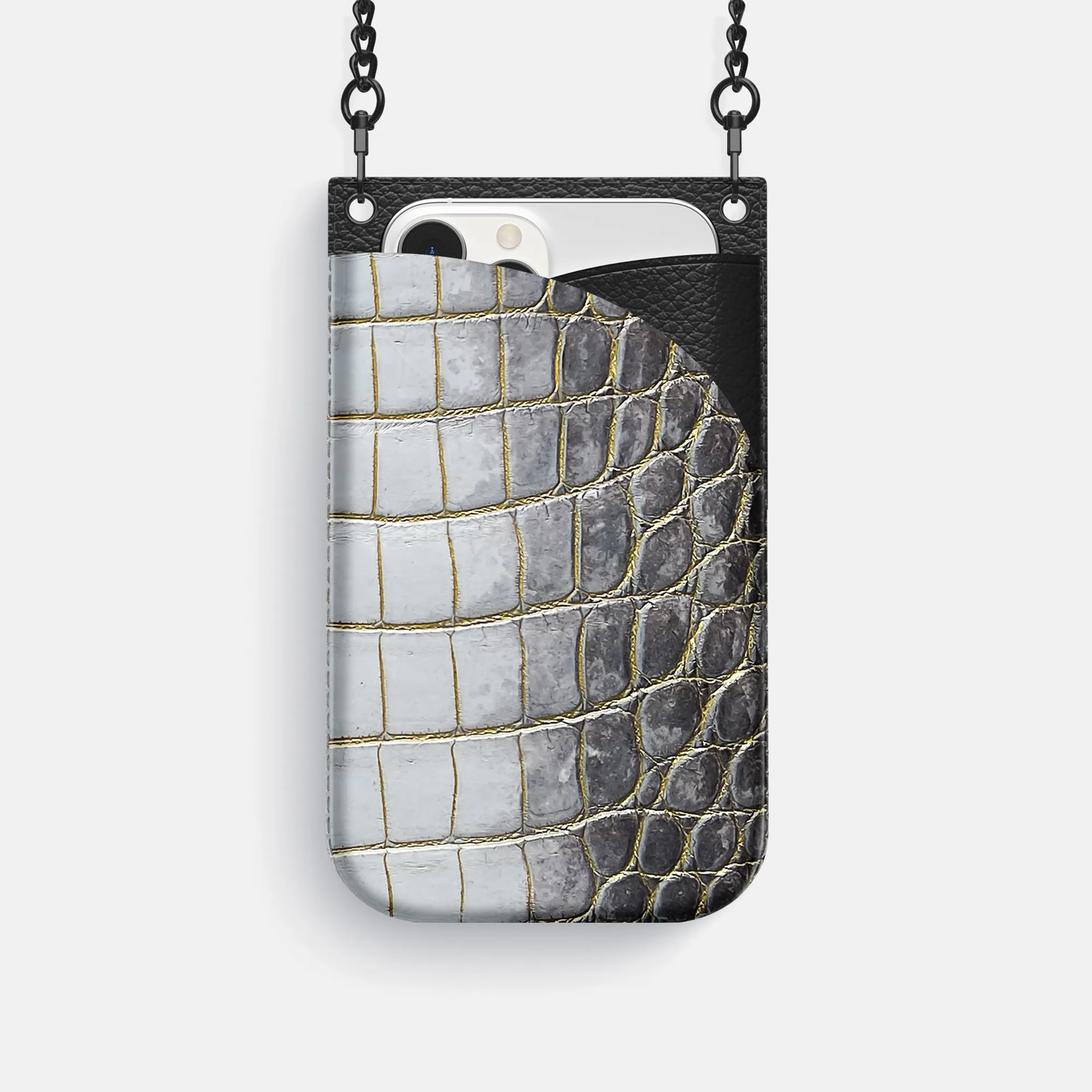 Crossbody Bag For iPhone 16 Pro In Himalayan Crocodile