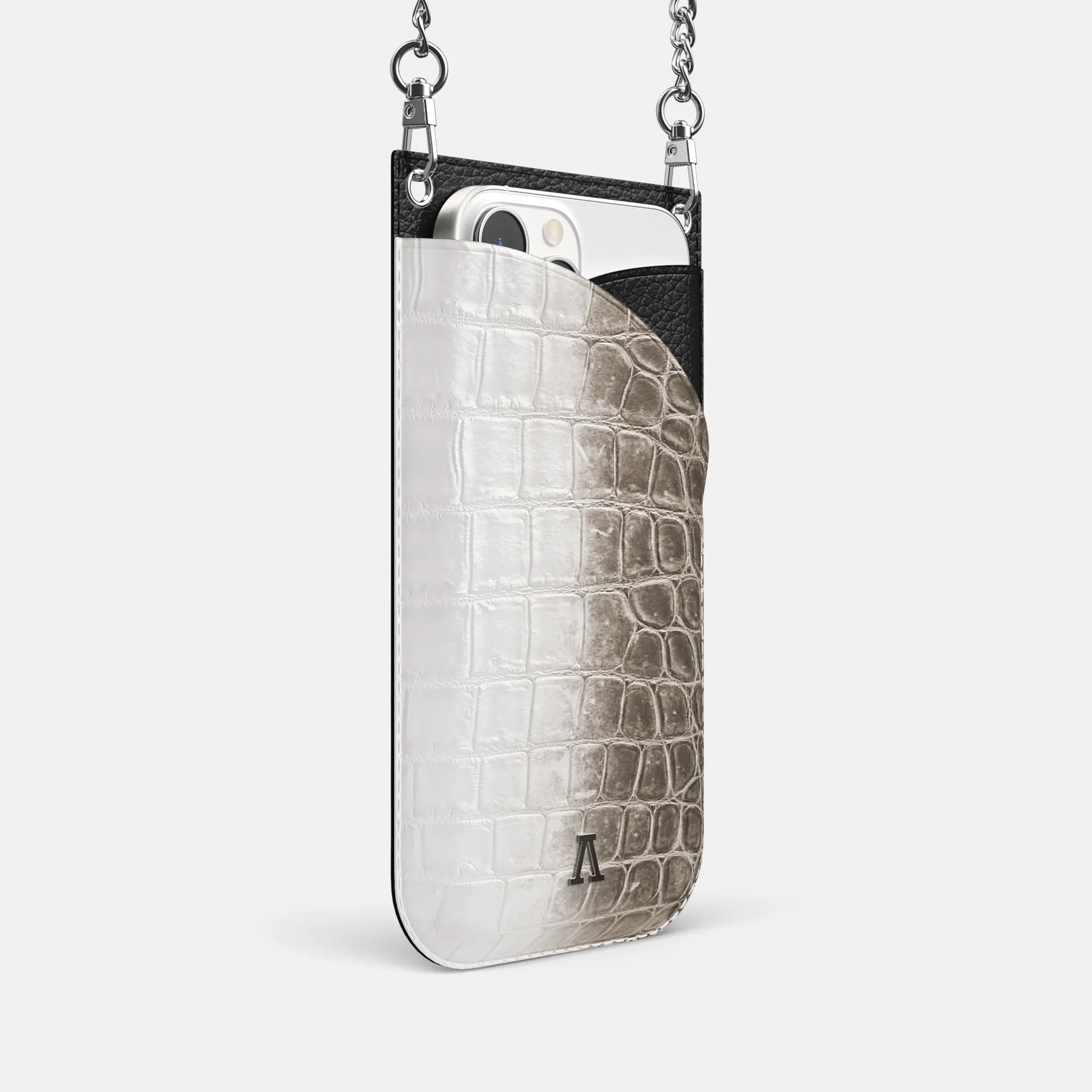 Crossbody Bag For iPhone 16 Pro In Himalayan Crocodile
