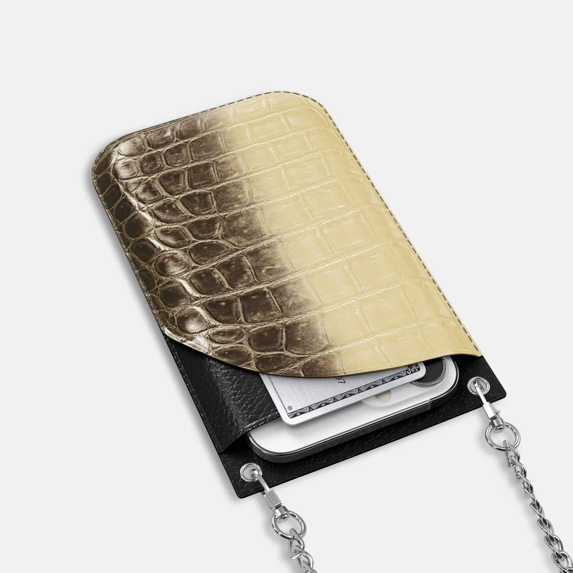 Crossbody Bag For iPhone 16 Pro In Himalayan Crocodile