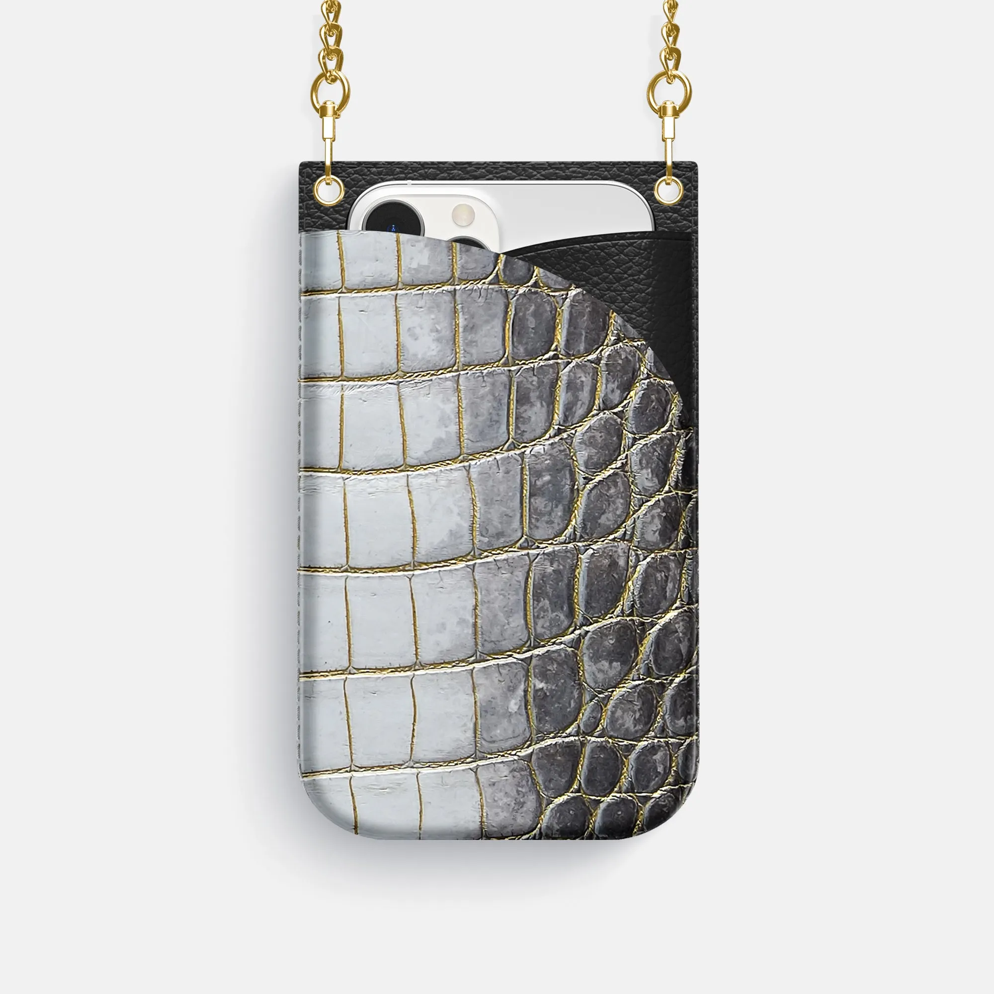 Crossbody Bag For iPhone 16 Pro In Himalayan Crocodile