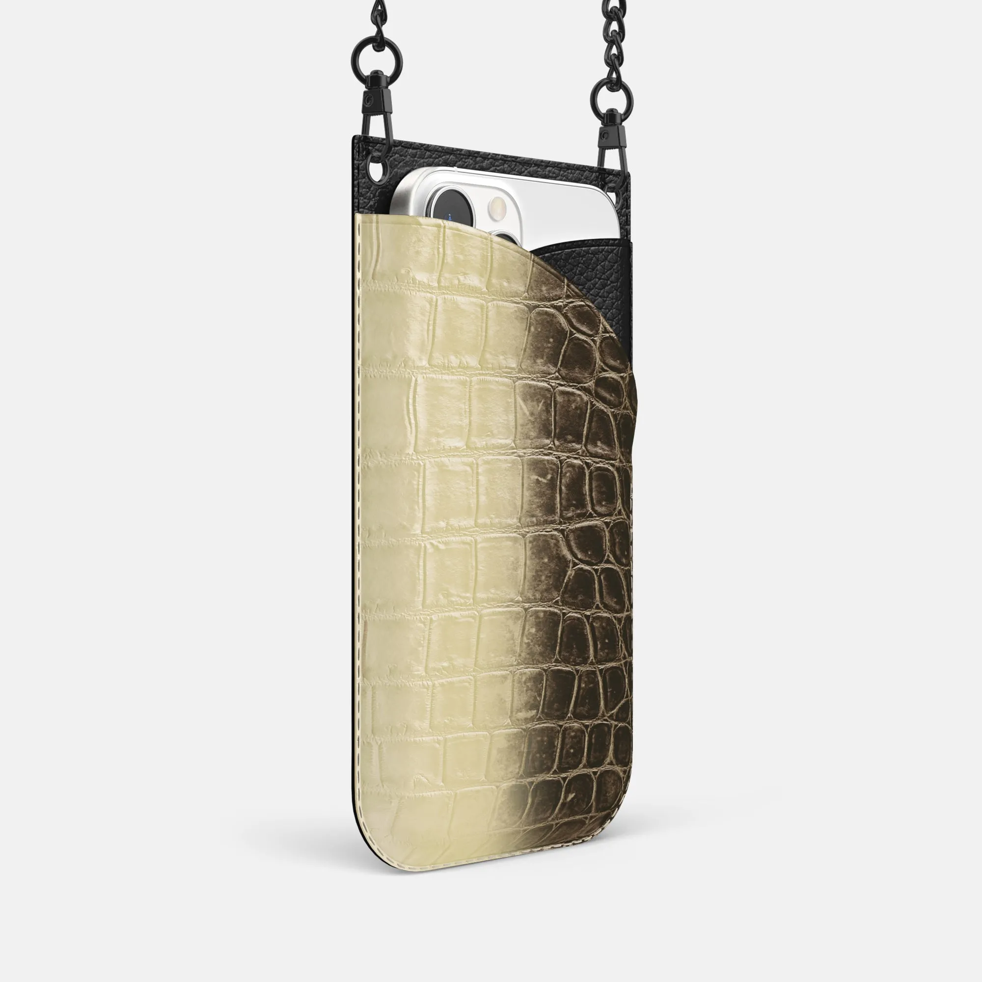Crossbody Bag For iPhone 16 Pro In Himalayan Crocodile