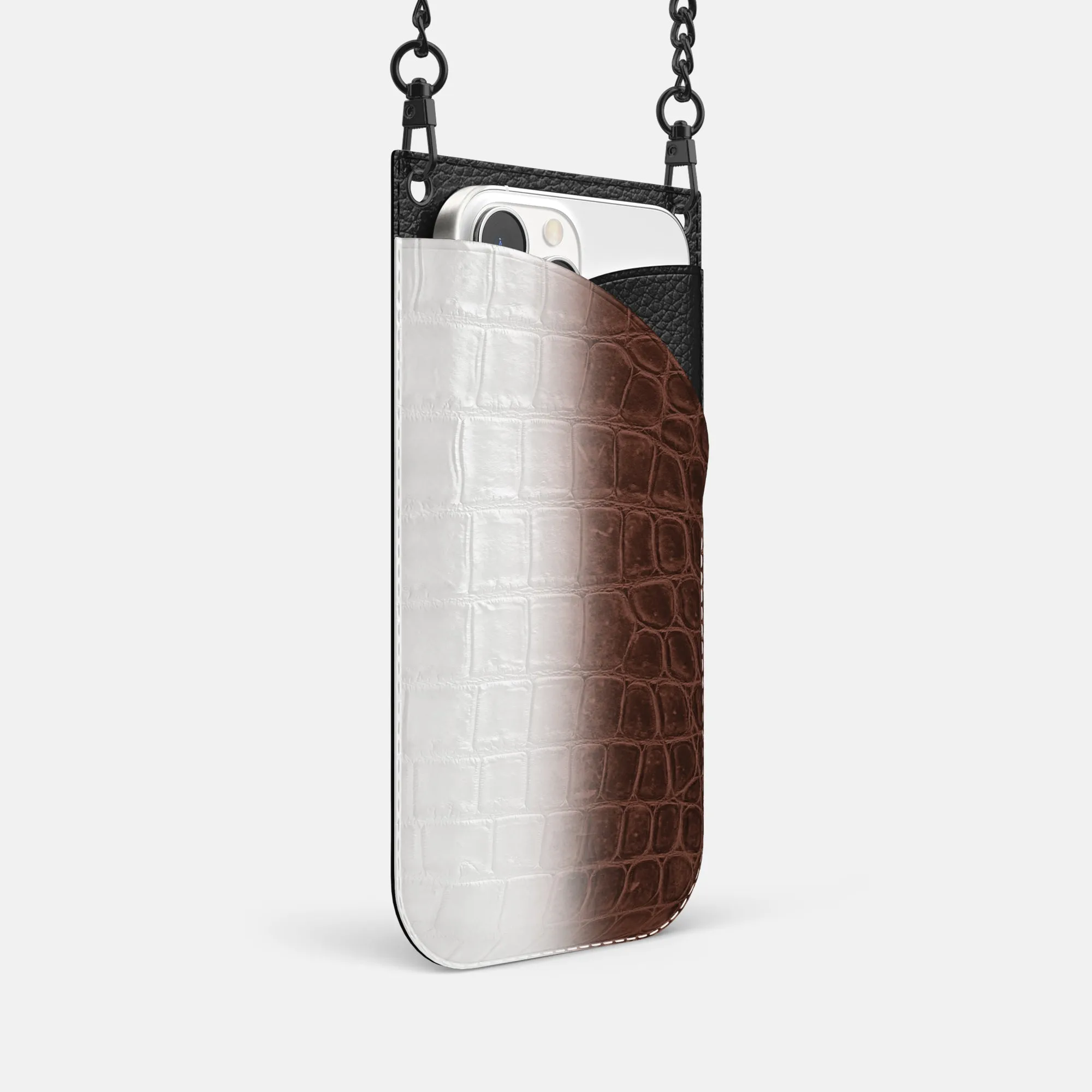 Crossbody Bag For iPhone 16 Pro In Himalayan Crocodile