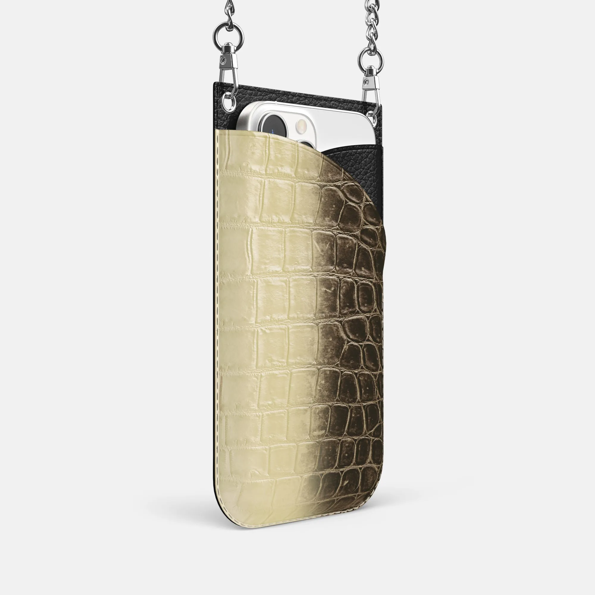 Crossbody Bag For iPhone 16 Pro In Himalayan Crocodile
