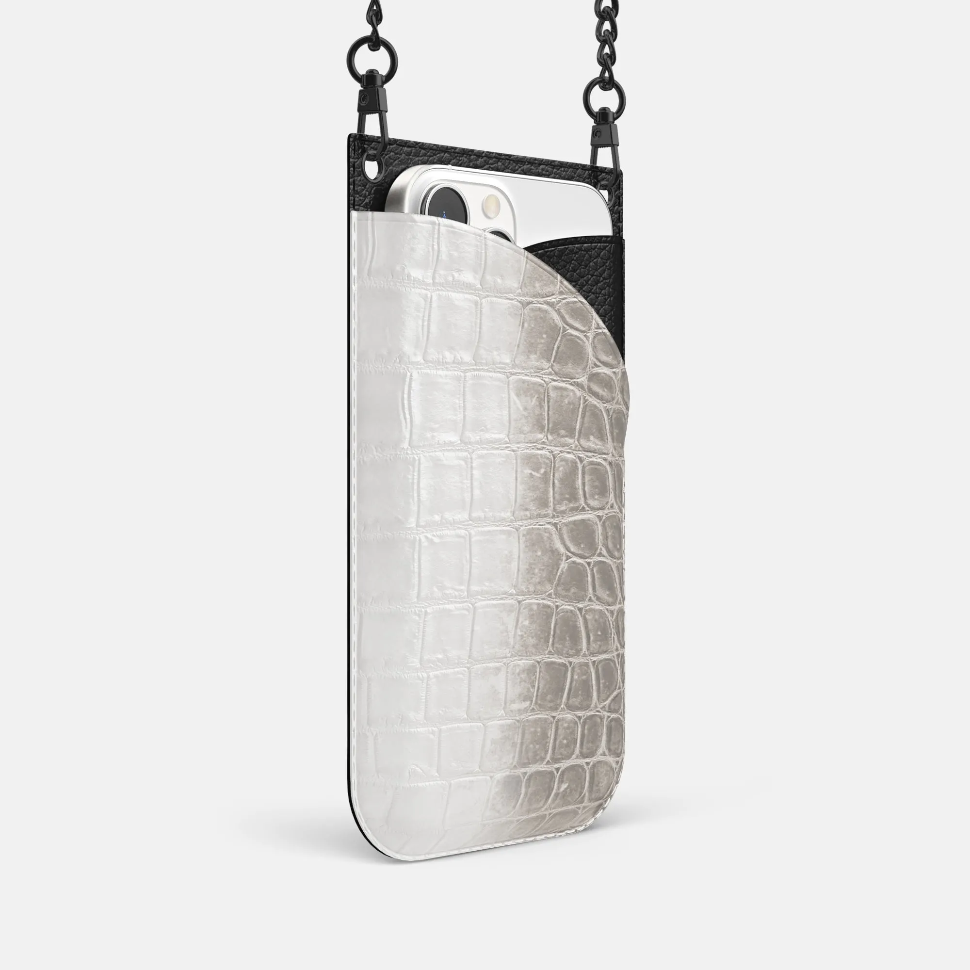 Crossbody Bag For iPhone 16 Pro In Himalayan Crocodile