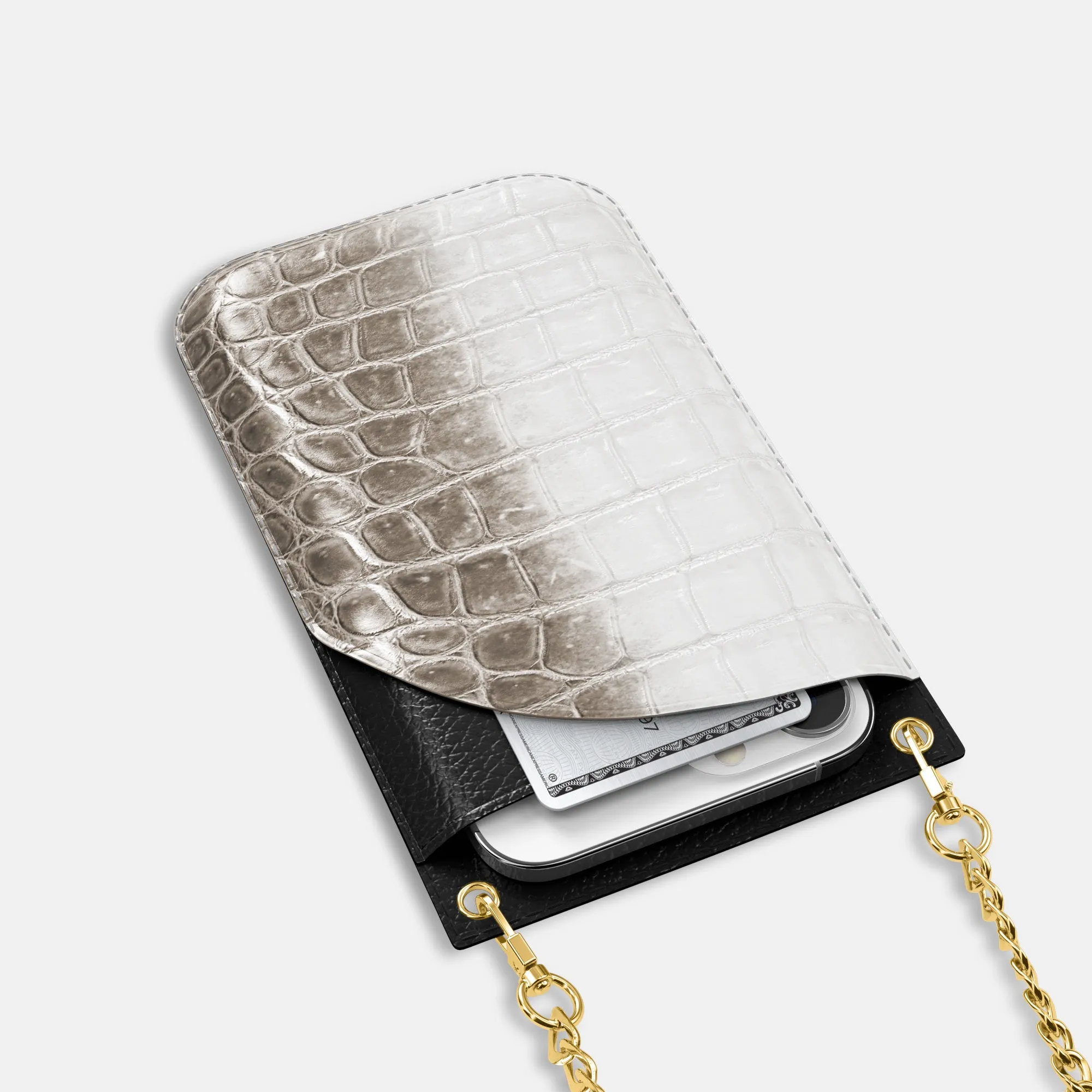 Crossbody Bag For iPhone 16 Pro In Himalayan Crocodile