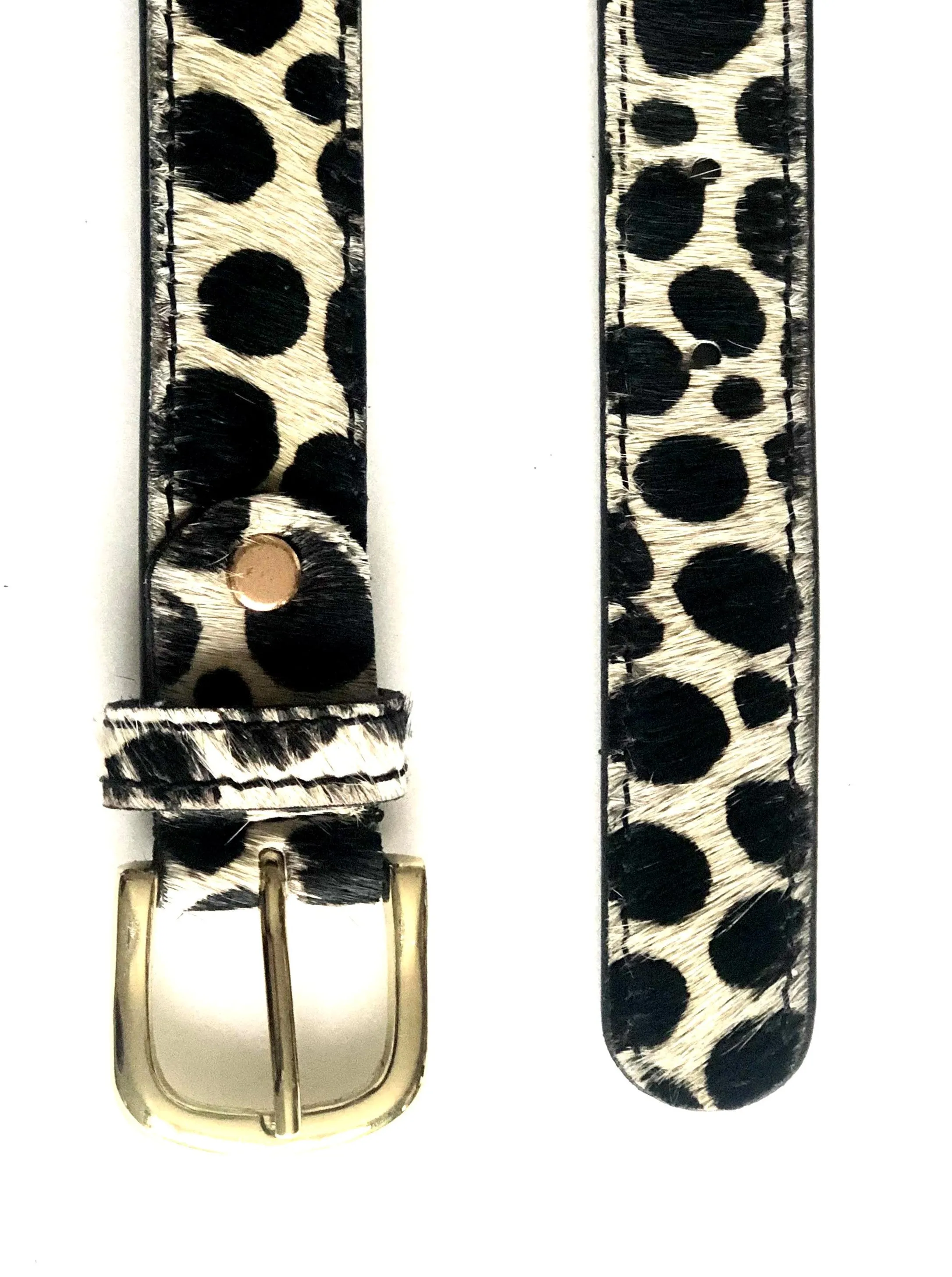 Dalmation Hair on Hide Leather Pony Hair Women's Belt