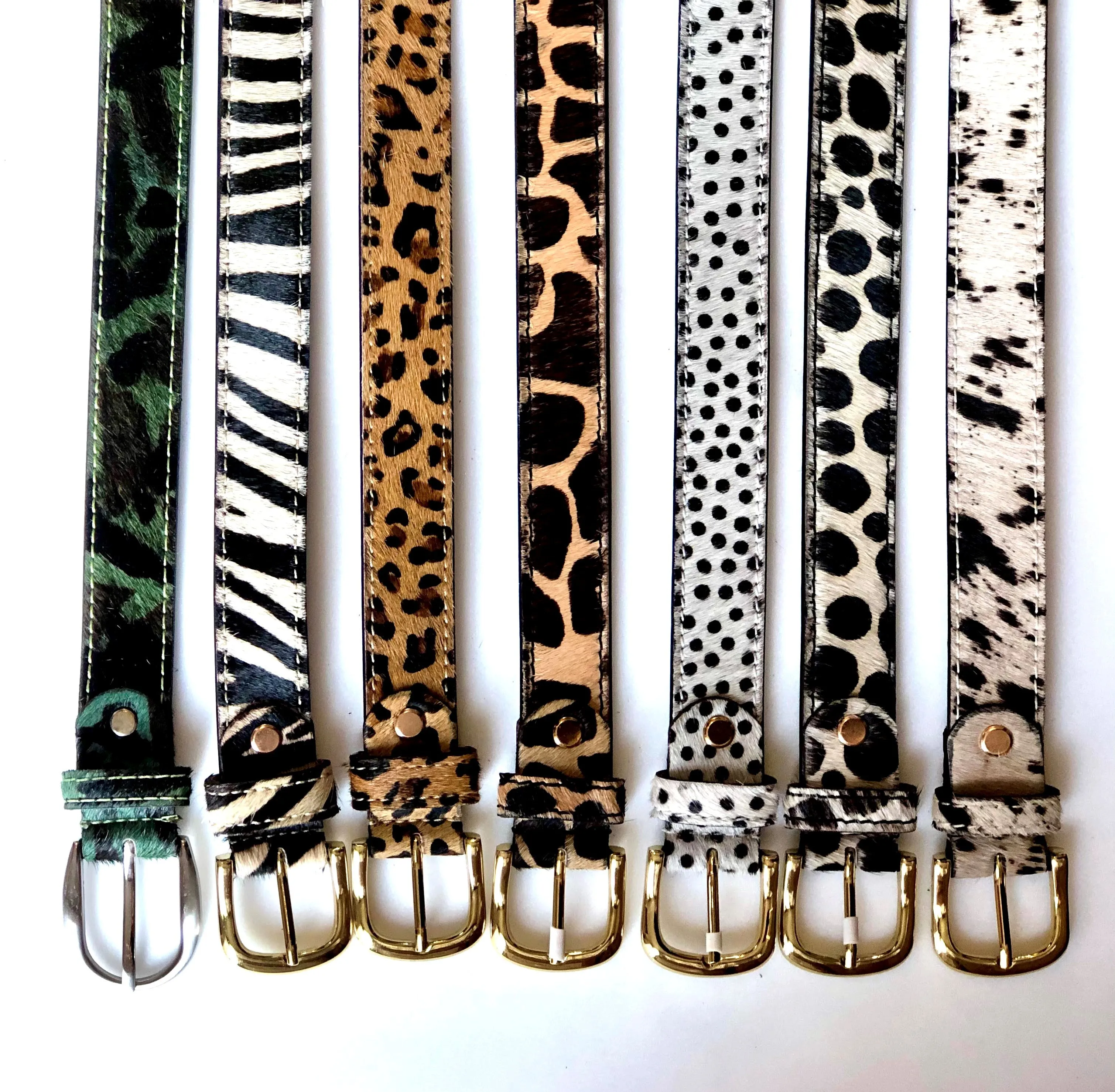 Dalmation Hair on Hide Leather Pony Hair Women's Belt