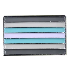 Demiboy Flag Silver Metal Rectangle Lapel Pin Badge
