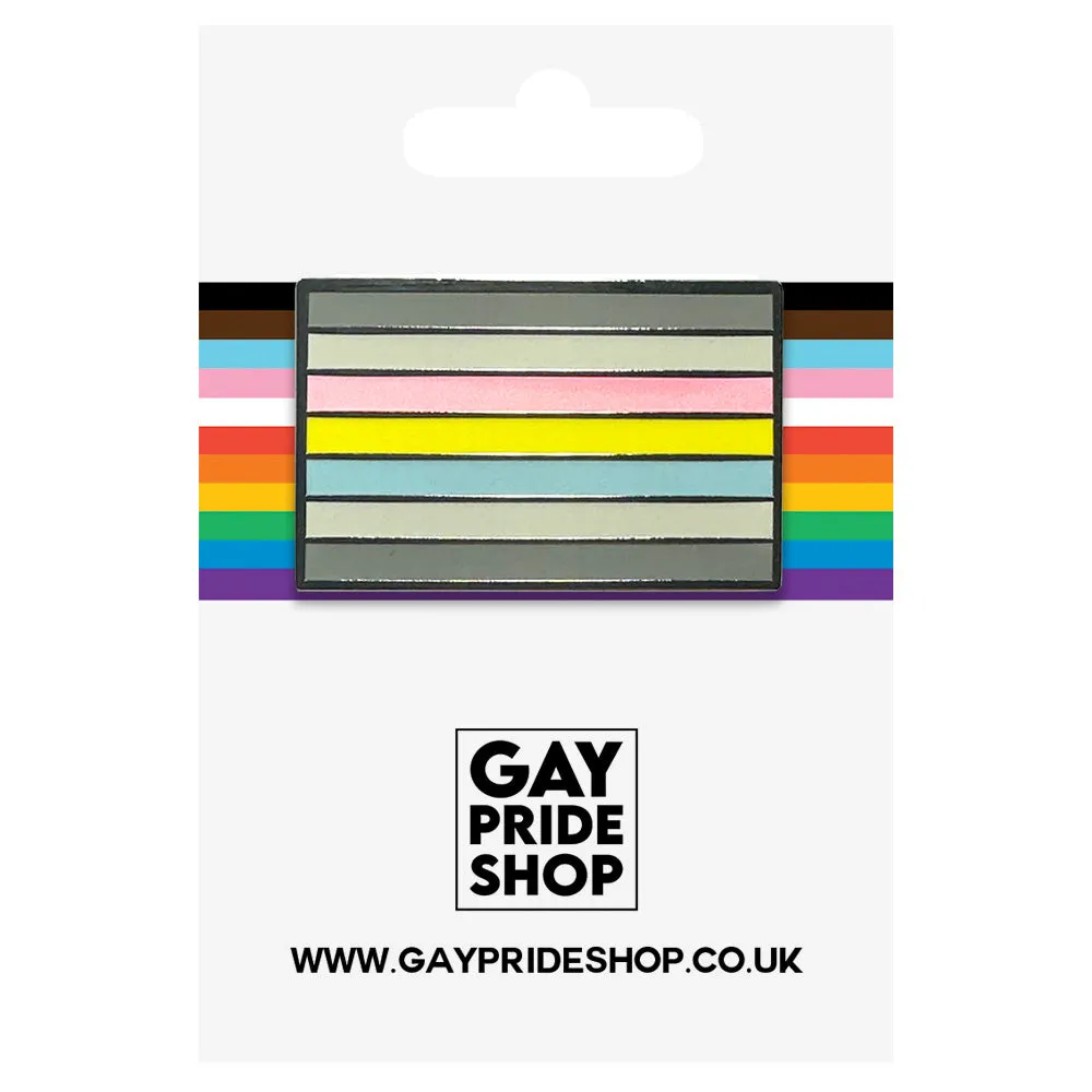 Demiflux Pride Flag Silver Metal Rectangle Lapel Pin Badge