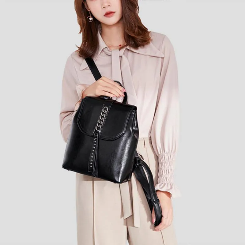 Detroit Full Grain Leather Women's Backpack