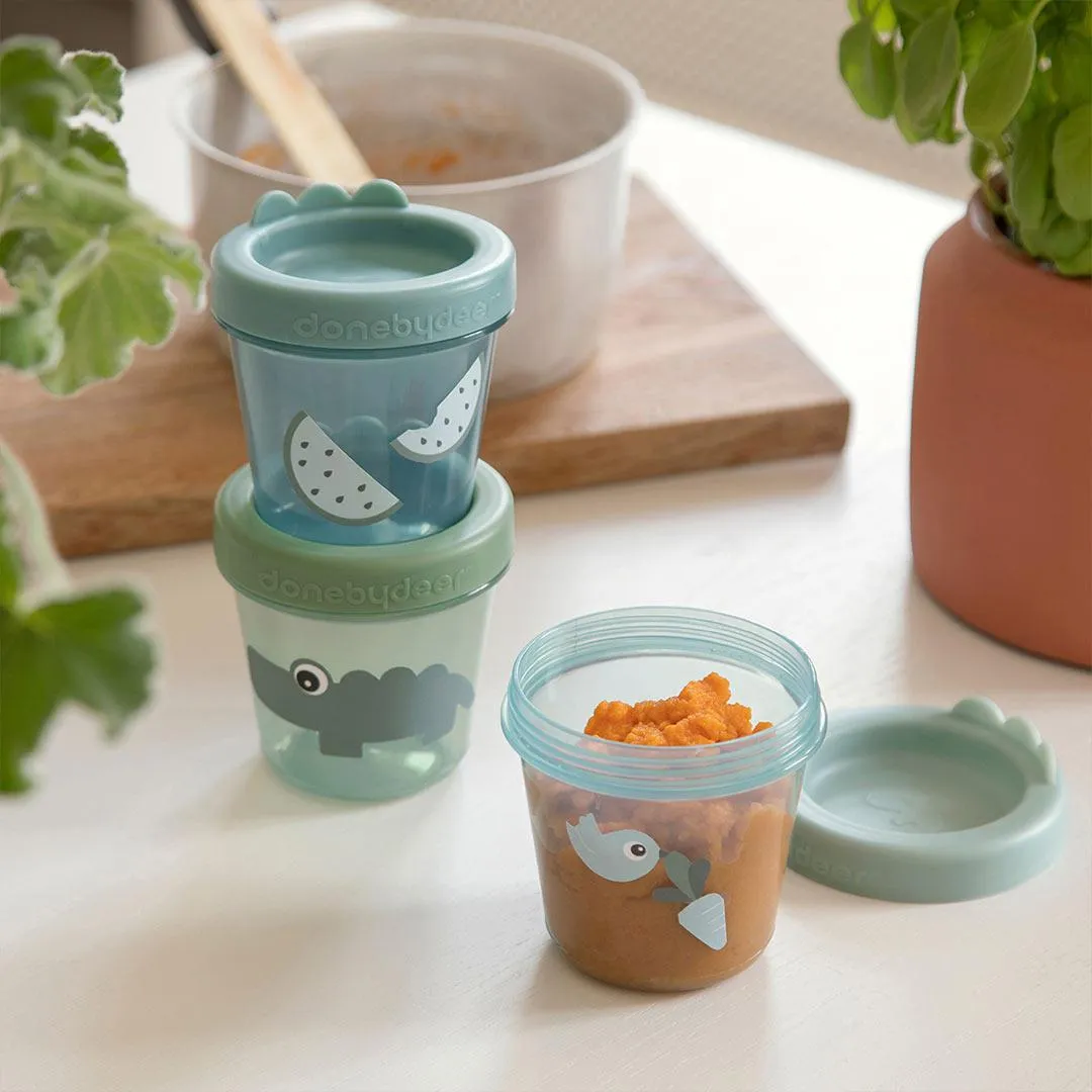 Done by Deer Baby Food Container - 3 Pack - Green - Pack Croco