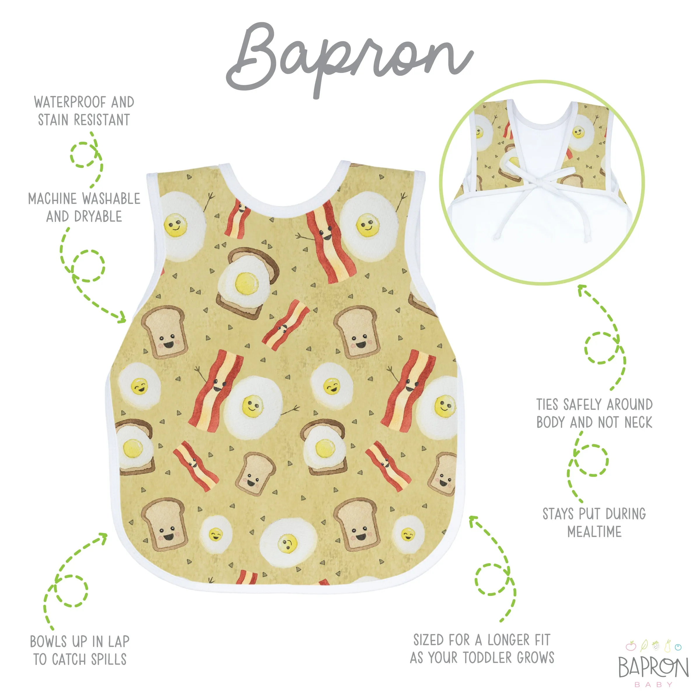 Eggs & Bacon Preschool Bapron (fits 3-5yrs) SALE **PRESCHOOL SIZE ONLY**