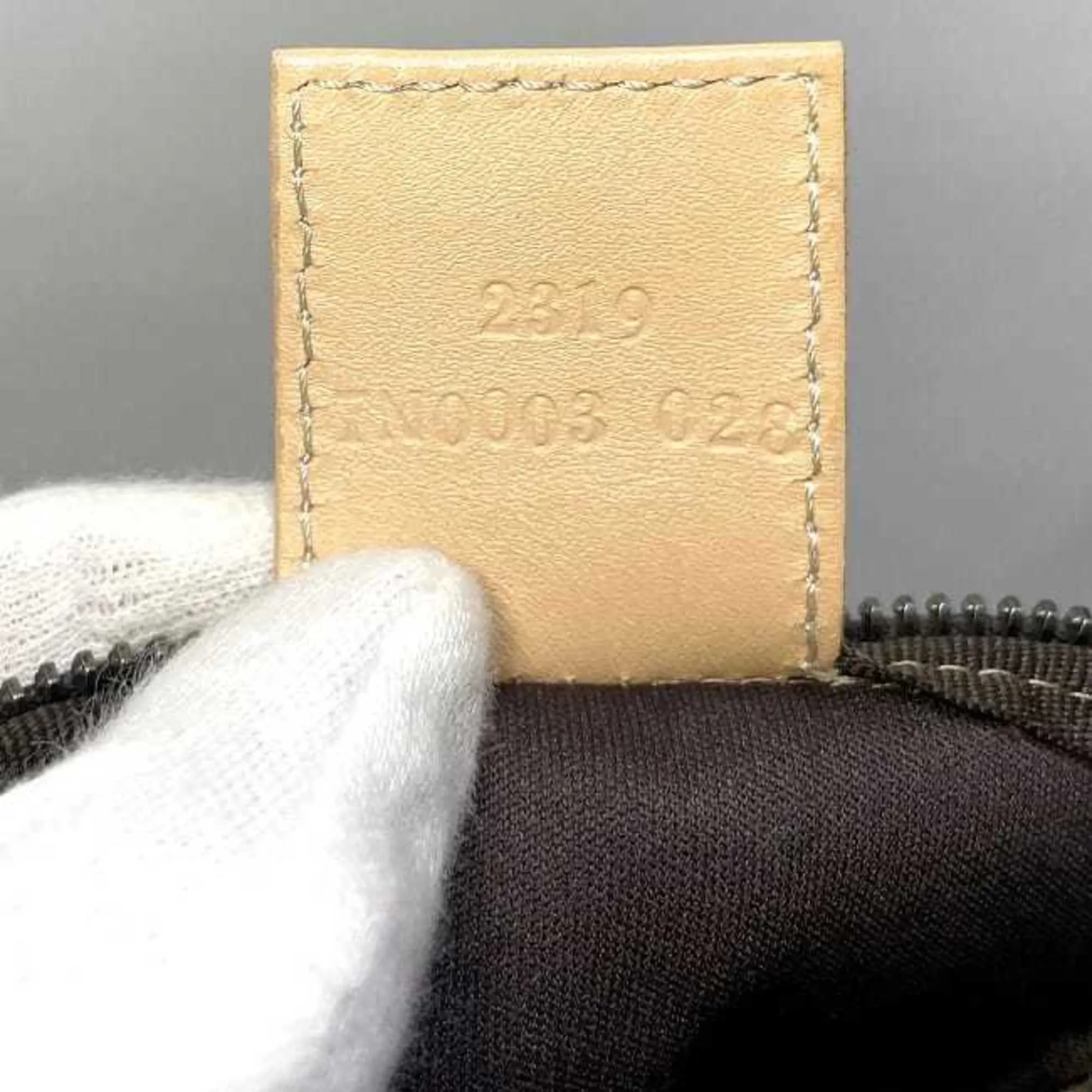 FENDI Pouch Beige Brown Zucchino 7N0003 Canvas Leather  FF Women's