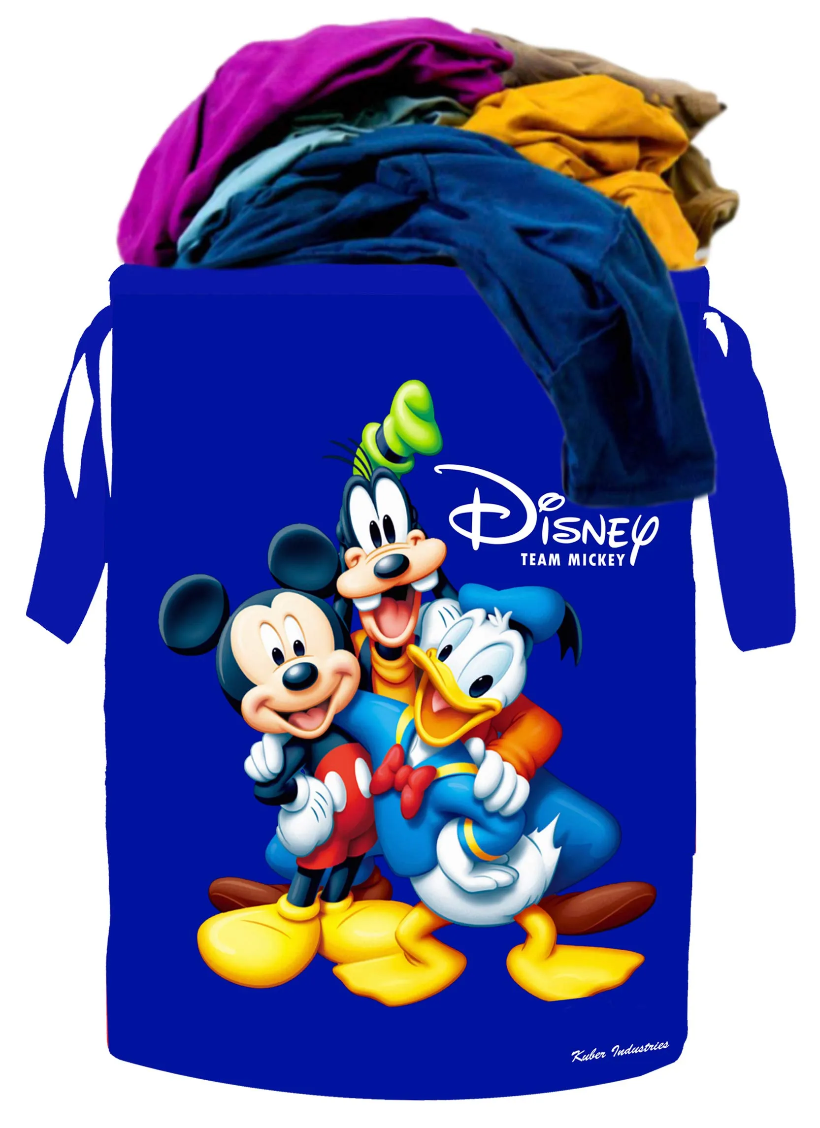 Fun Homes Disney Print 2 Pieces Waterproof Canvas Laundry Bag, Toy Storage, Laundry Basket Organizer 45 L (Red & Blue), (CTKTC046863)