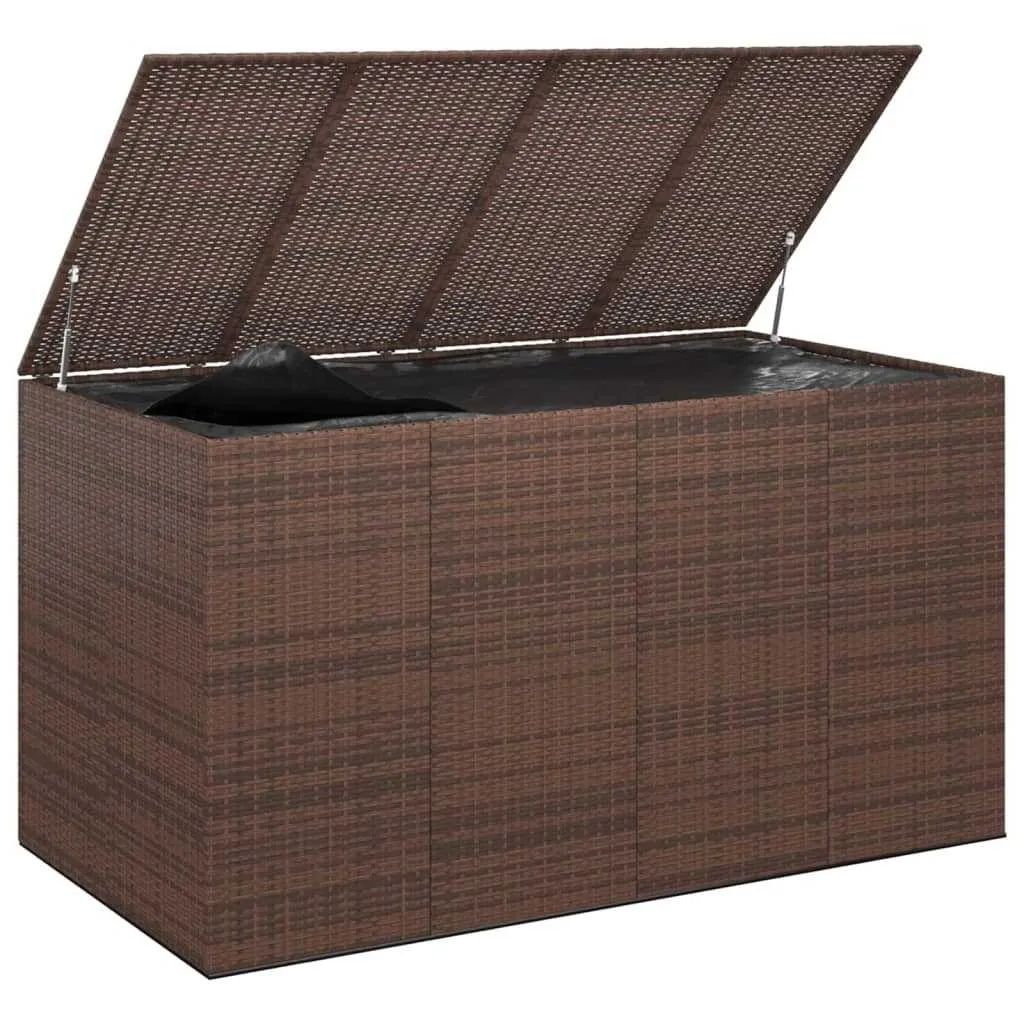 Garden Cushion Box PE Rattan 194x100x103 cm Brown