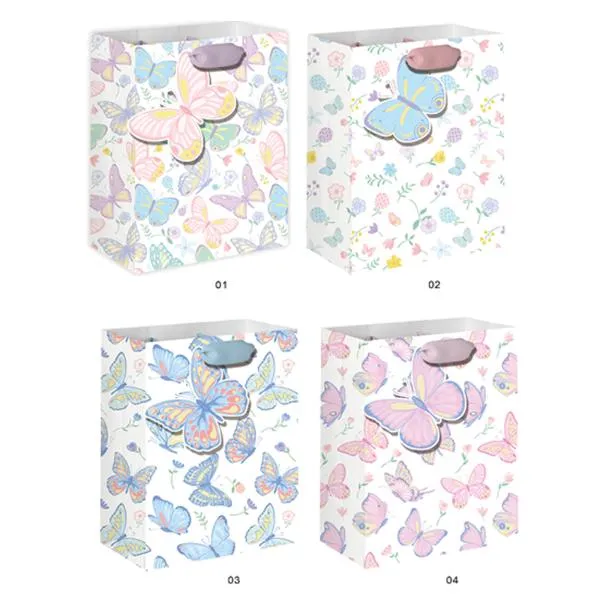 GIFT BAG Butterfly MED 18x23x10cm 4asst