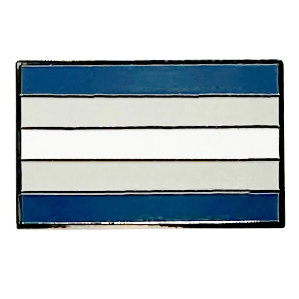 Grey Aroace Pride Silver Metal Rectangle Lapel Pin Badge