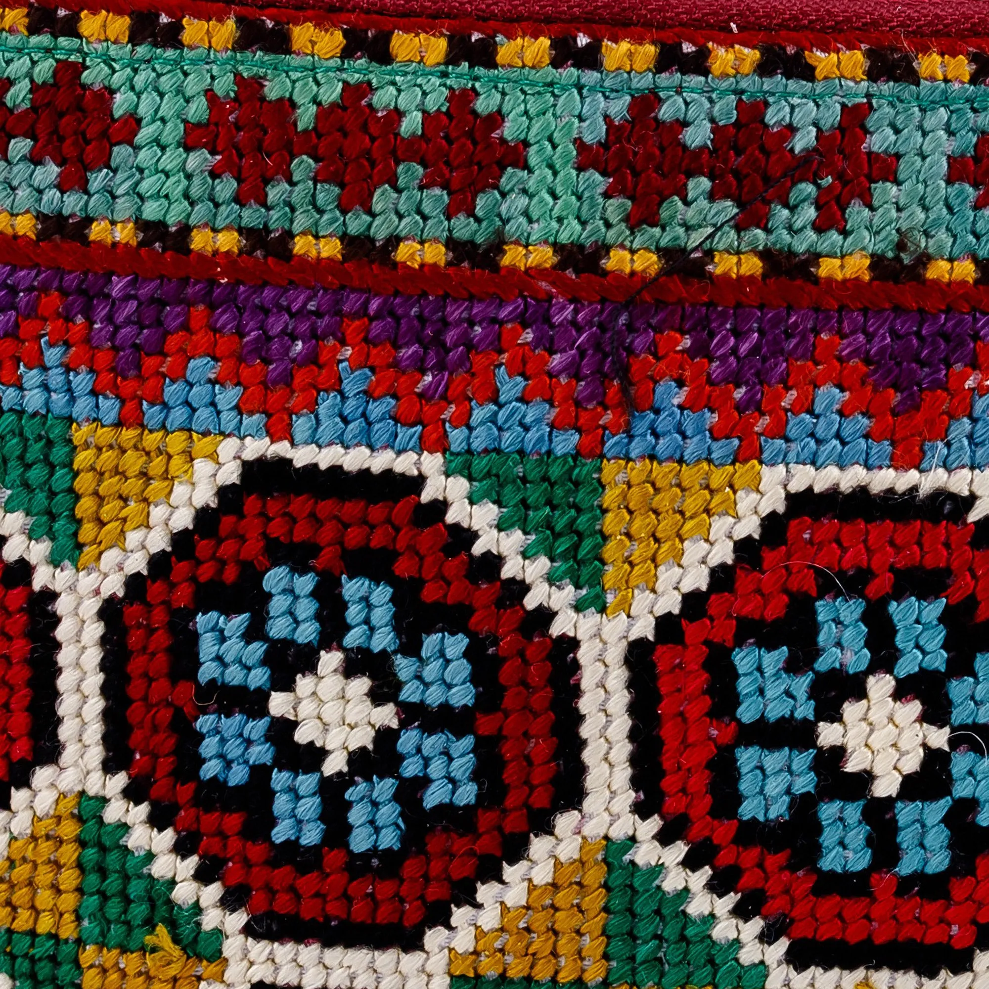 Iroki Embroidered Silk Cosmetic Bag in Vibrant Hues - Evening Intuition | NOVICA