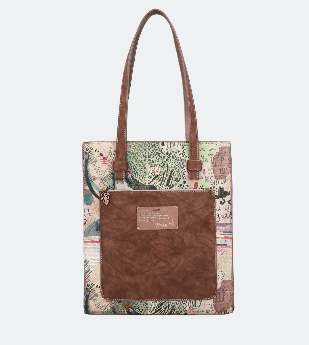 Jungle shopping bag with a front pocket