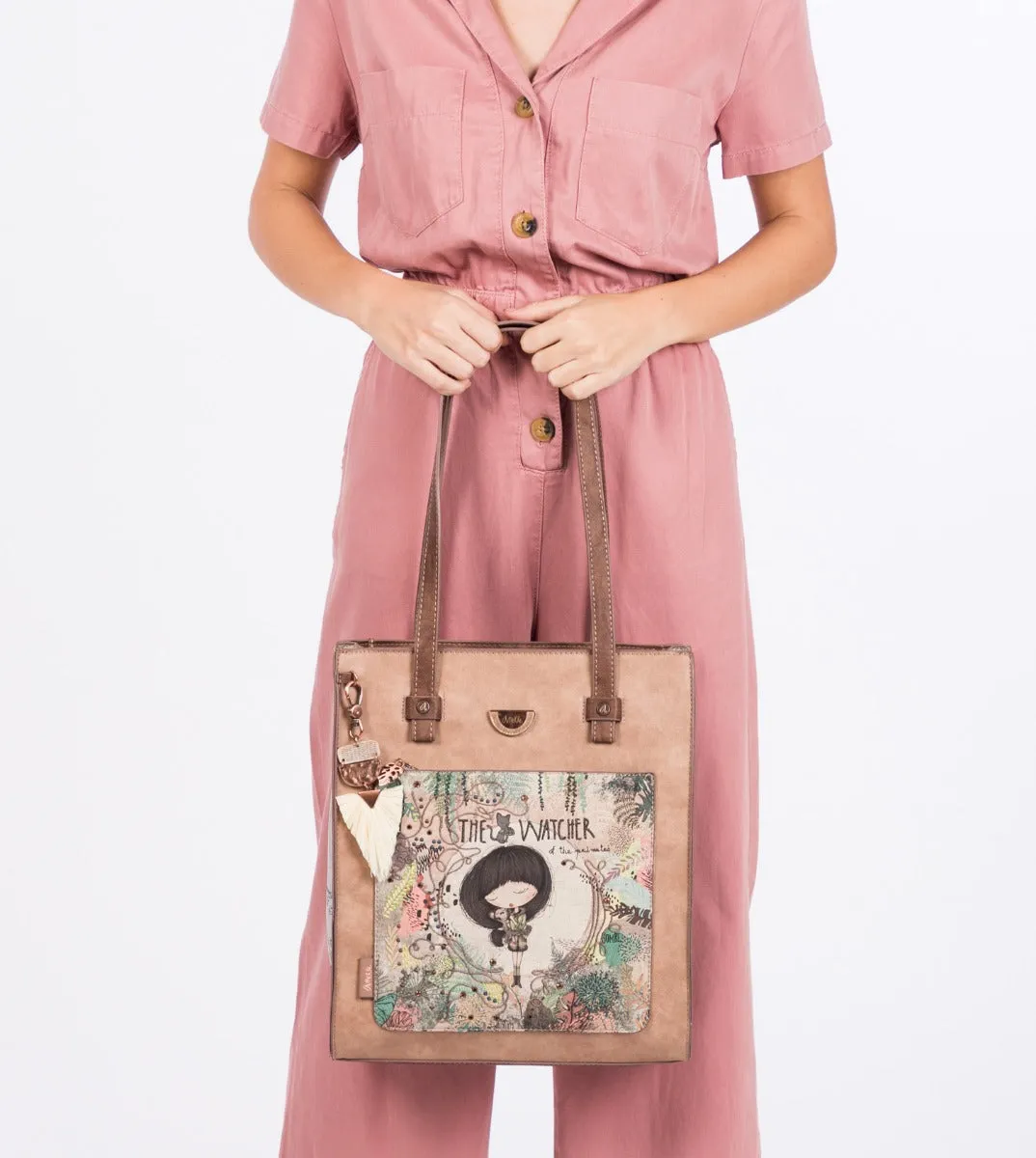 Jungle shopping bag with a front pocket